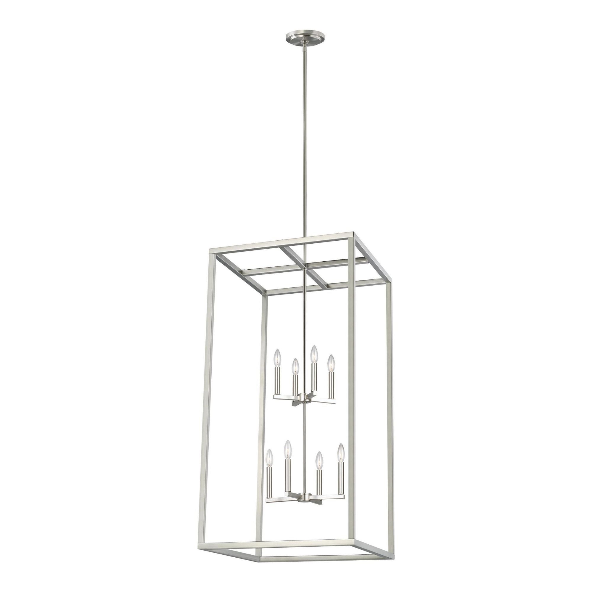 Moffet Street Extra Large Eight Light Hall / Foyer LED Transitional Pendant 23.5" Width 46" Height Steel in Brushed Nickel