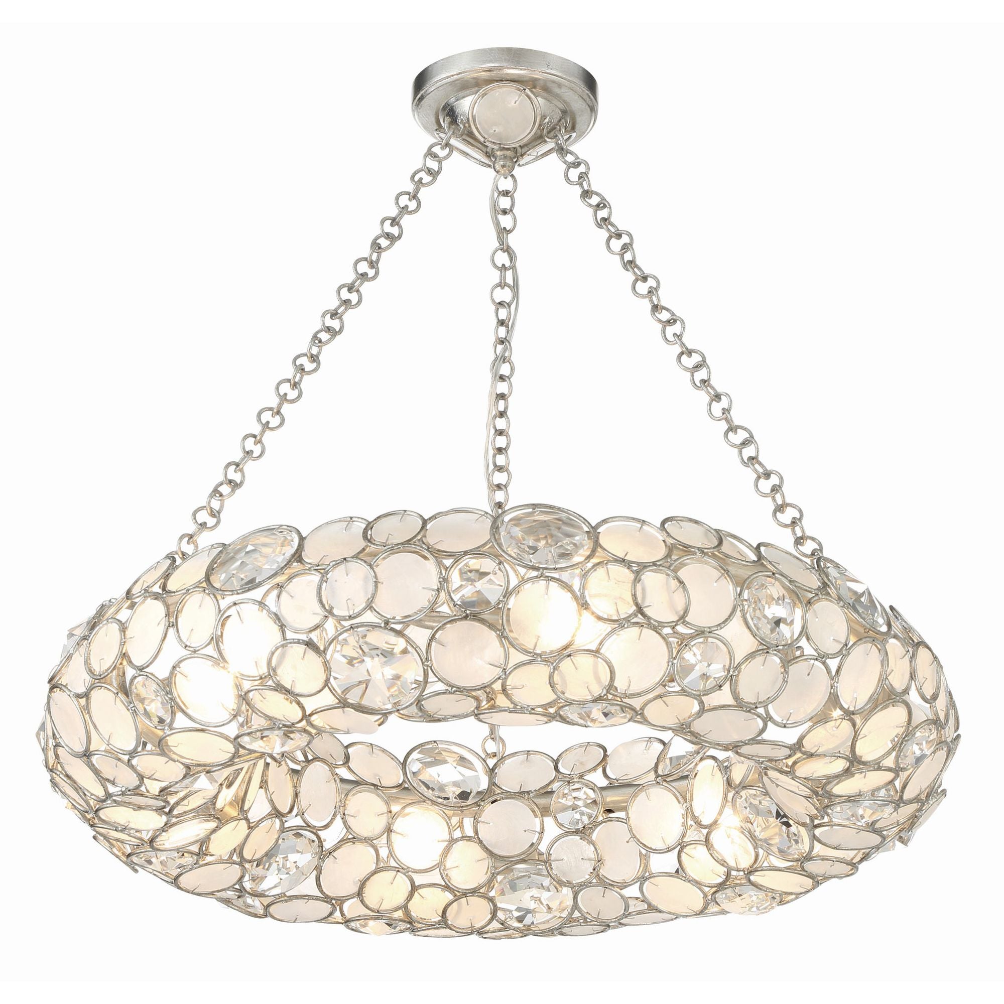 Siena 6 Light 120V Chandelier in Antique Silver with Clear Heritage Handcut Crystal