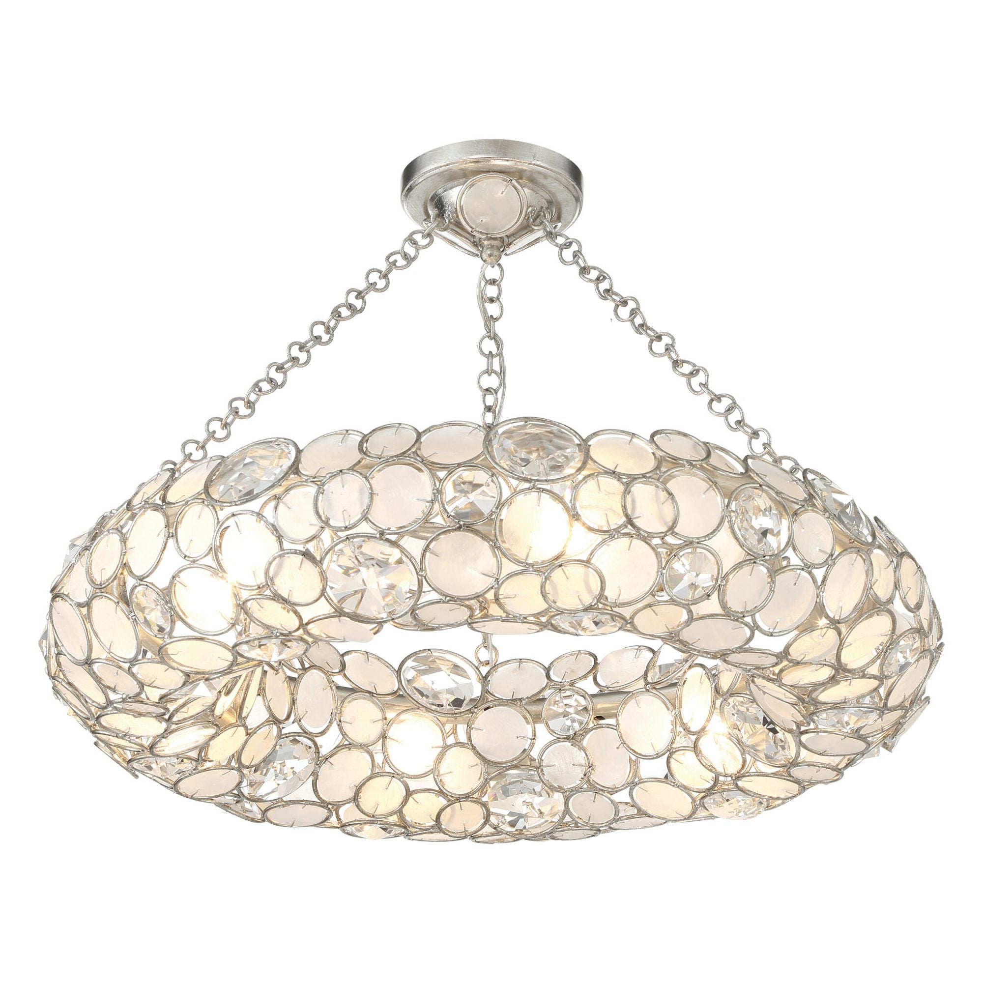 Palla 24'' Antique Silver Semi Flush Mount Silver 24"W x 5.25"H x 24"D