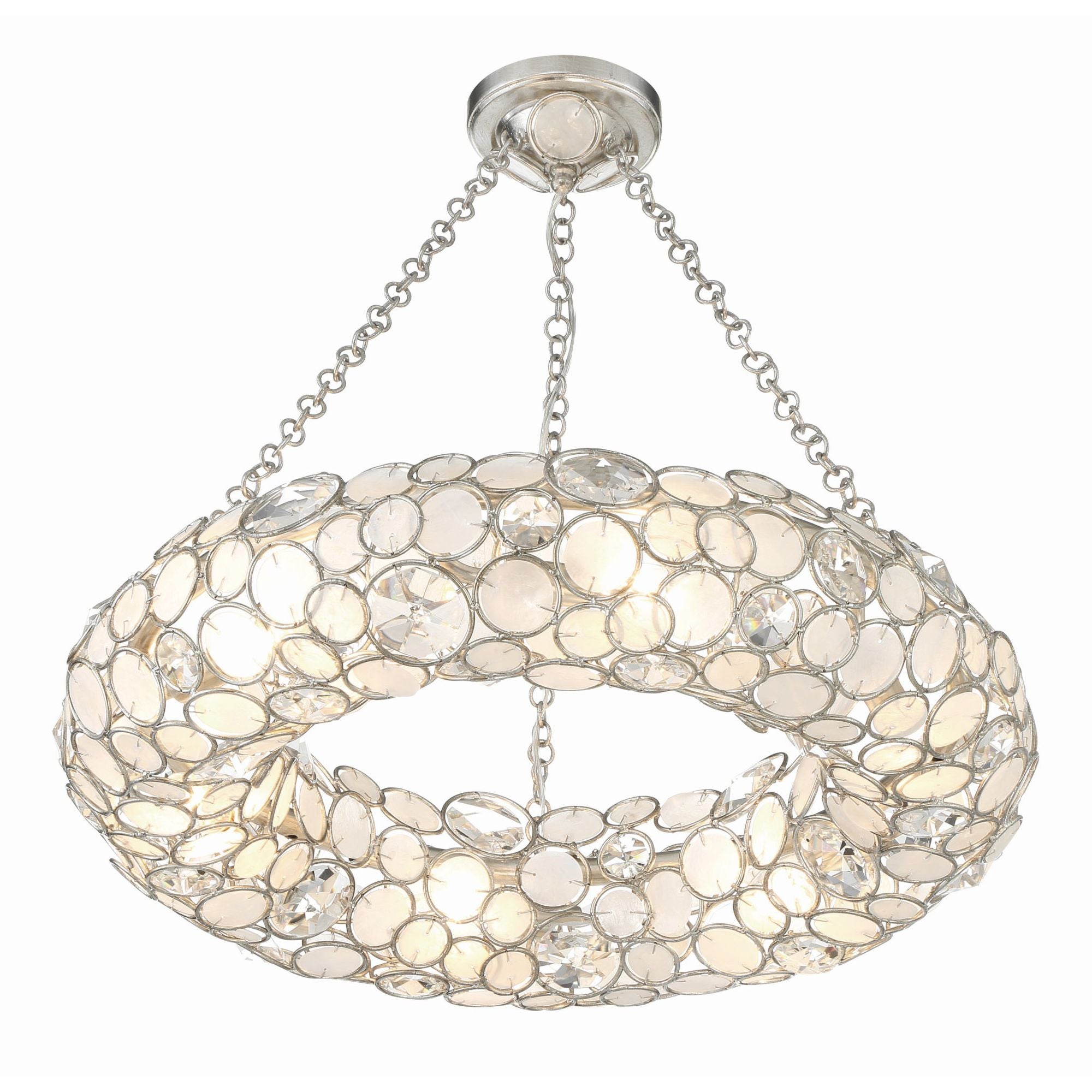 Palla 24'' Antique Silver Semi Flush Mount Silver 24"W x 5.25"H x 24"D