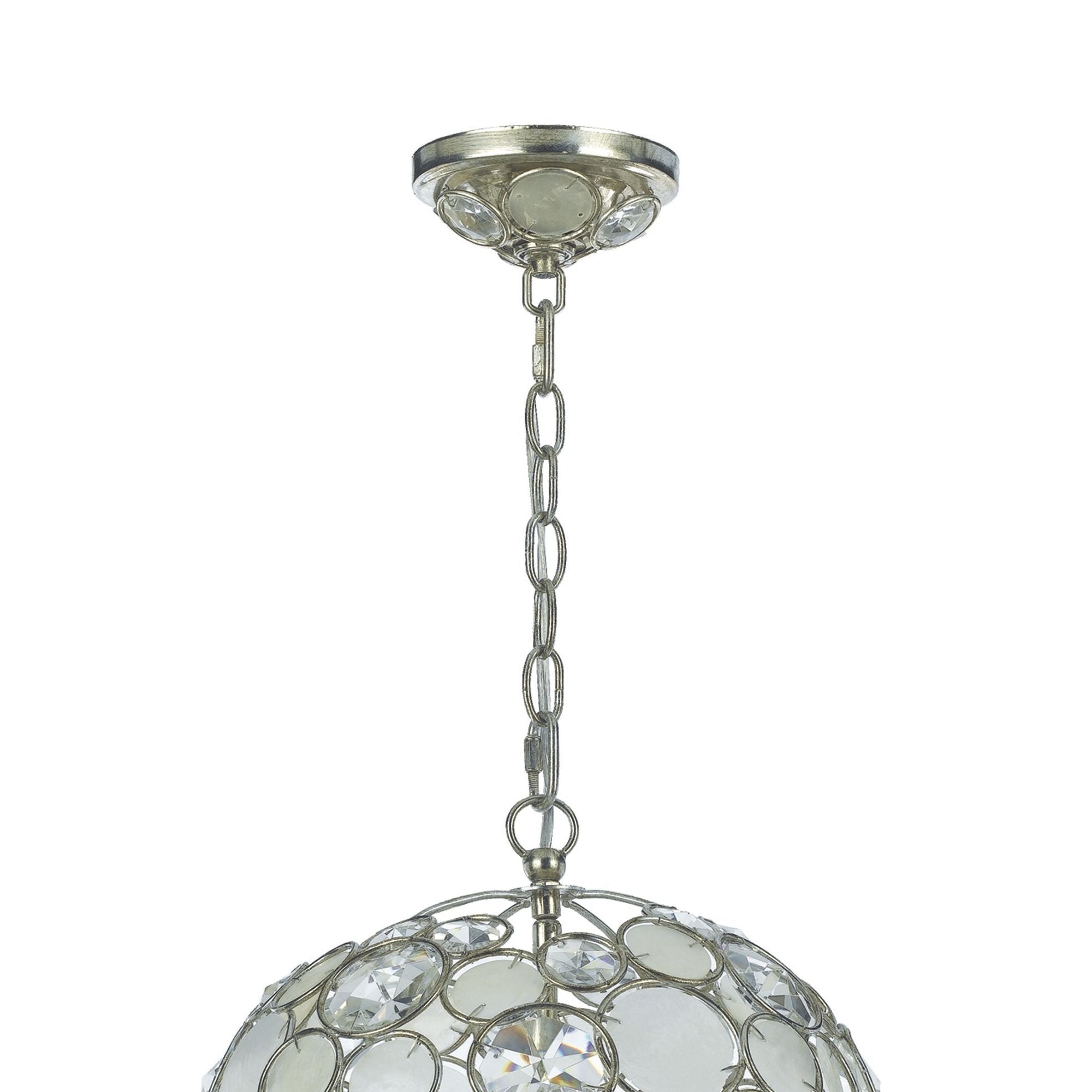 Palla 1 Light Antique Silver Sphere Pendant Hand Cut Crystal 13"W x 14"H x 13"D