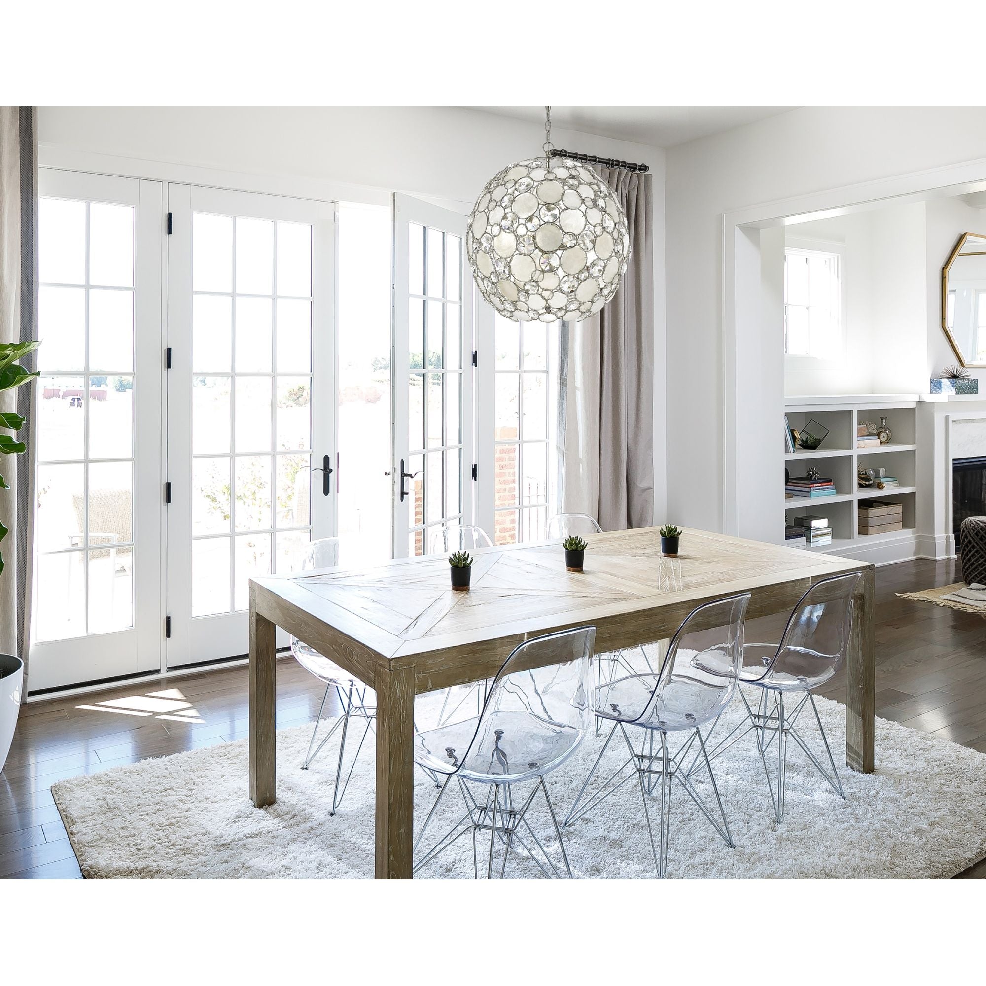 Palla 6 Light Antique Silver Sphere Pendant Hand Cut Crystal 22"W x 22"H x 22"D