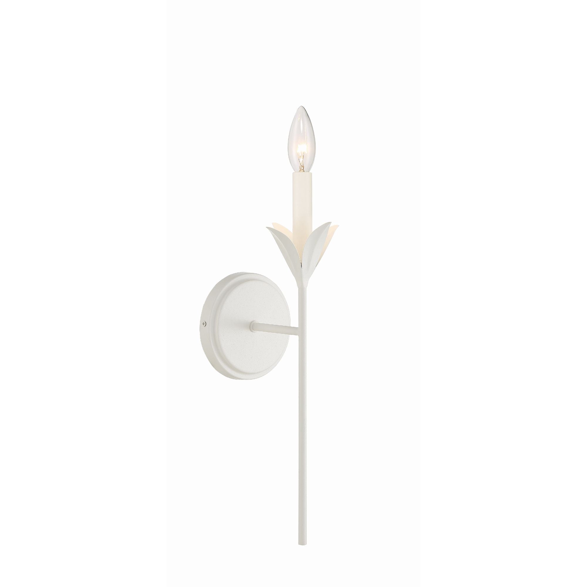 Broche 1 Light Matte White Sconce Silk Shade 6"W x 21"H x 7.25"D