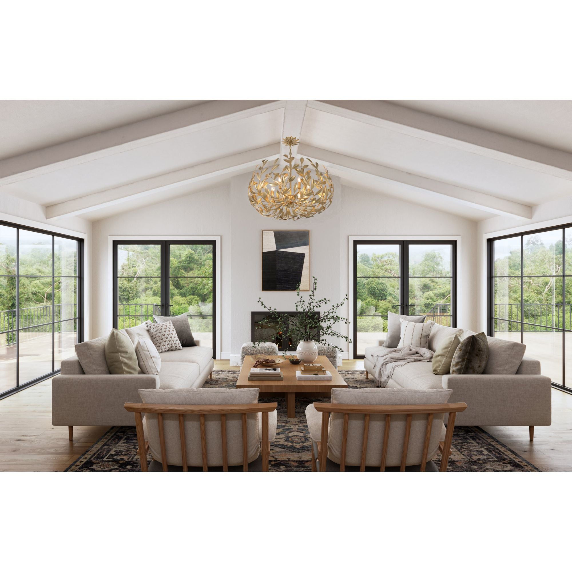 Broche 6 Light Antique Gold Chandelier 27"W x 19"H x 27"D