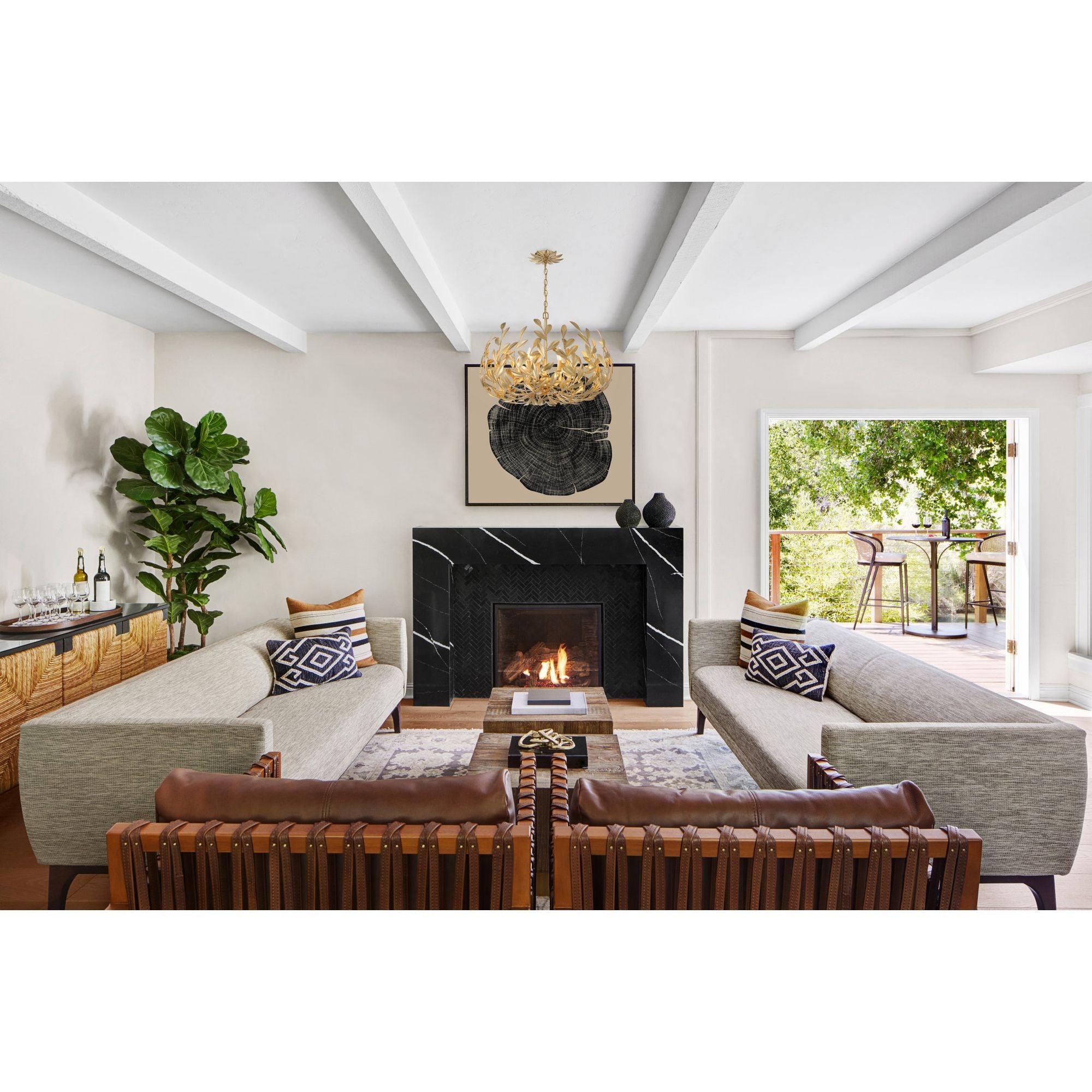 Broche 6 Light Antique Gold Chandelier 27"W x 19"H x 27"D