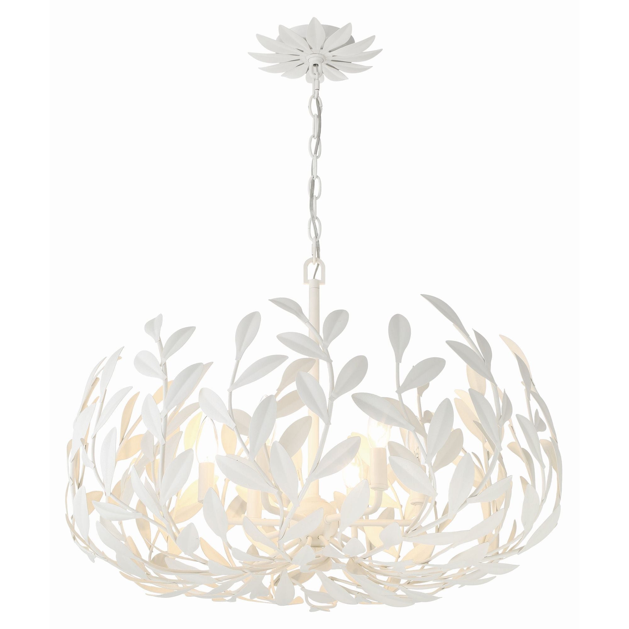 Broche 6 Light Matte White Chandelier 27"W x 19"H x 27"D