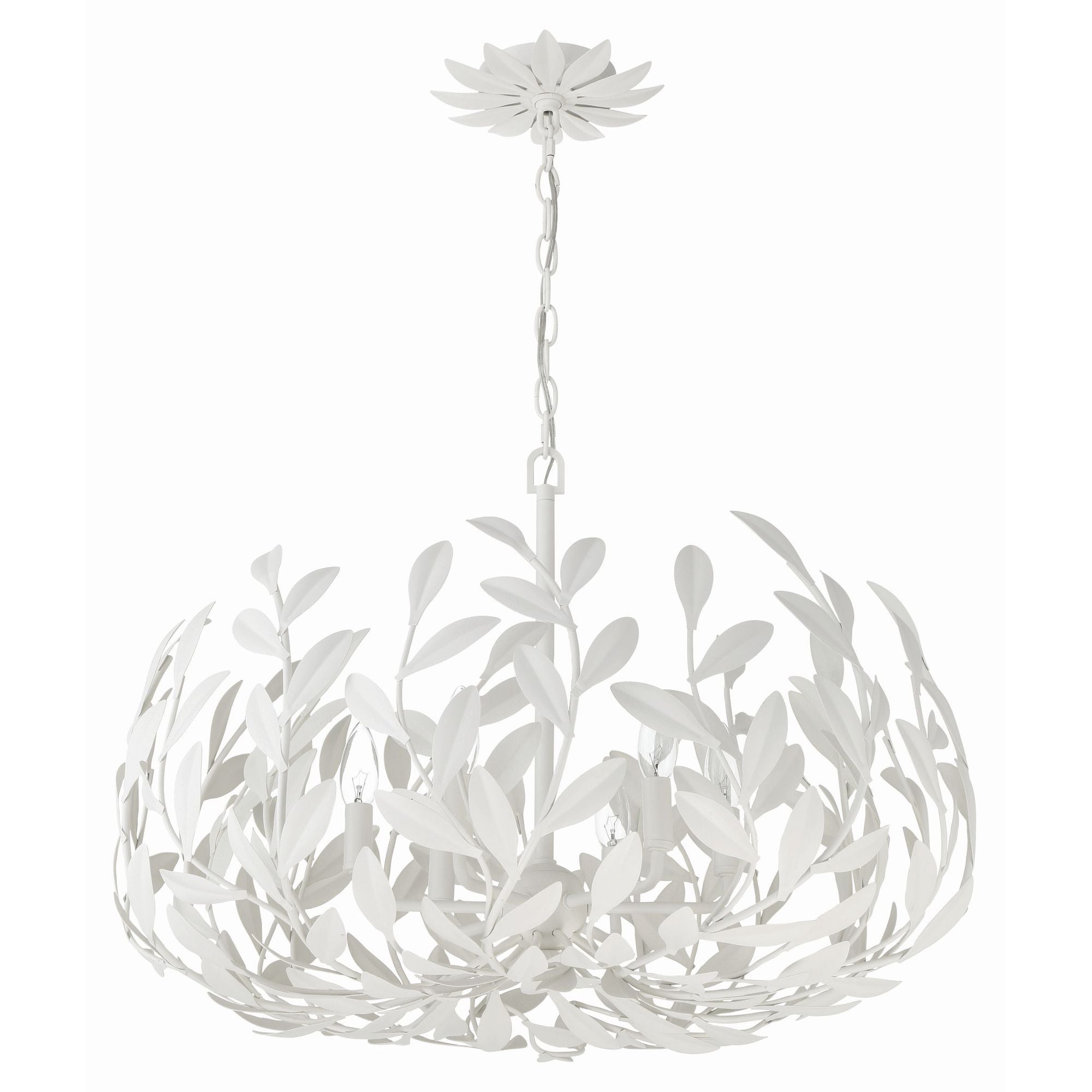 Broche 6 Light Matte White Chandelier 27"W x 19"H x 27"D