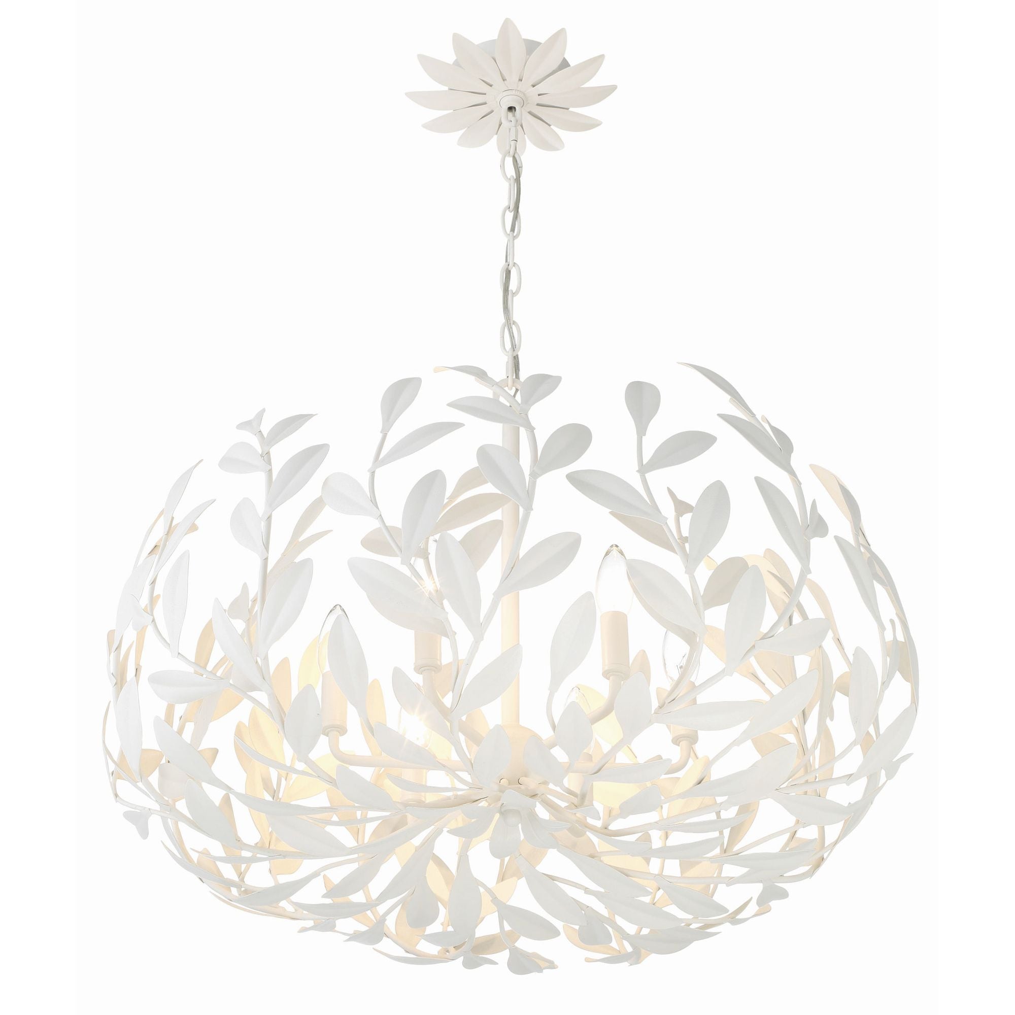 Broche 6 Light Matte White Chandelier 27"W x 19"H x 27"D