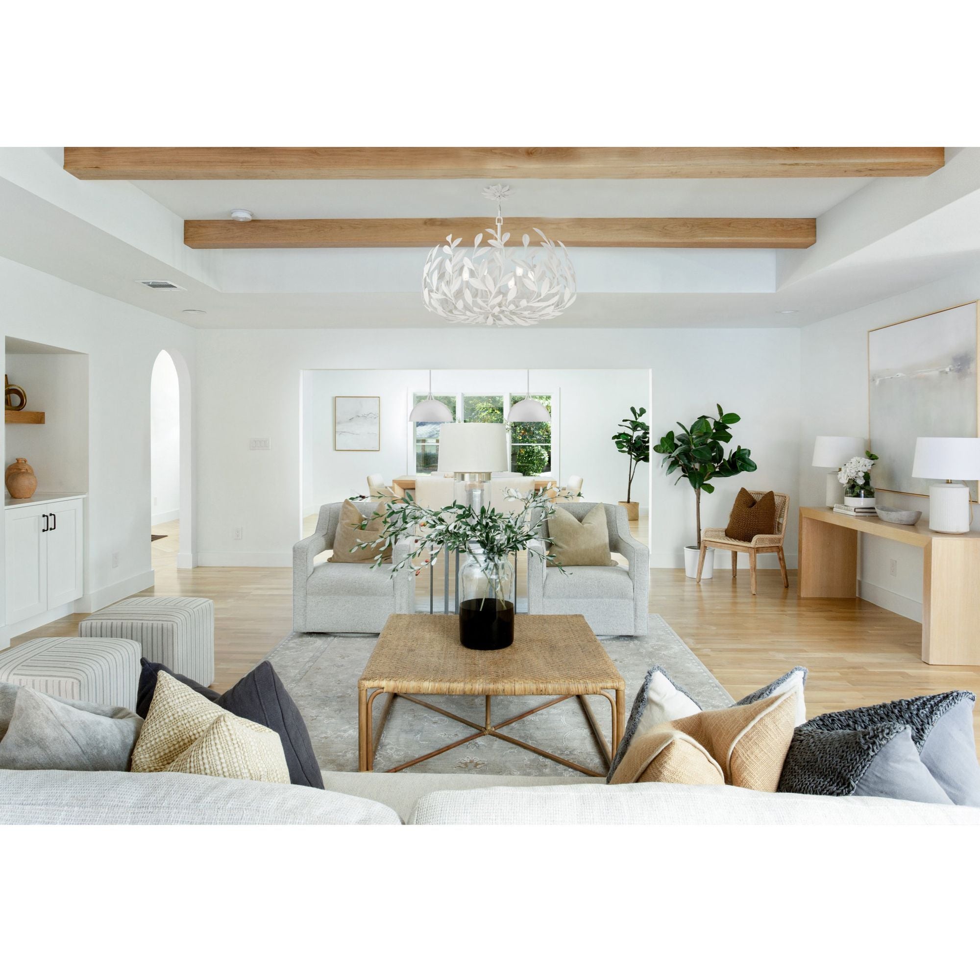 Broche 6 Light Matte White Chandelier 27"W x 19"H x 27"D