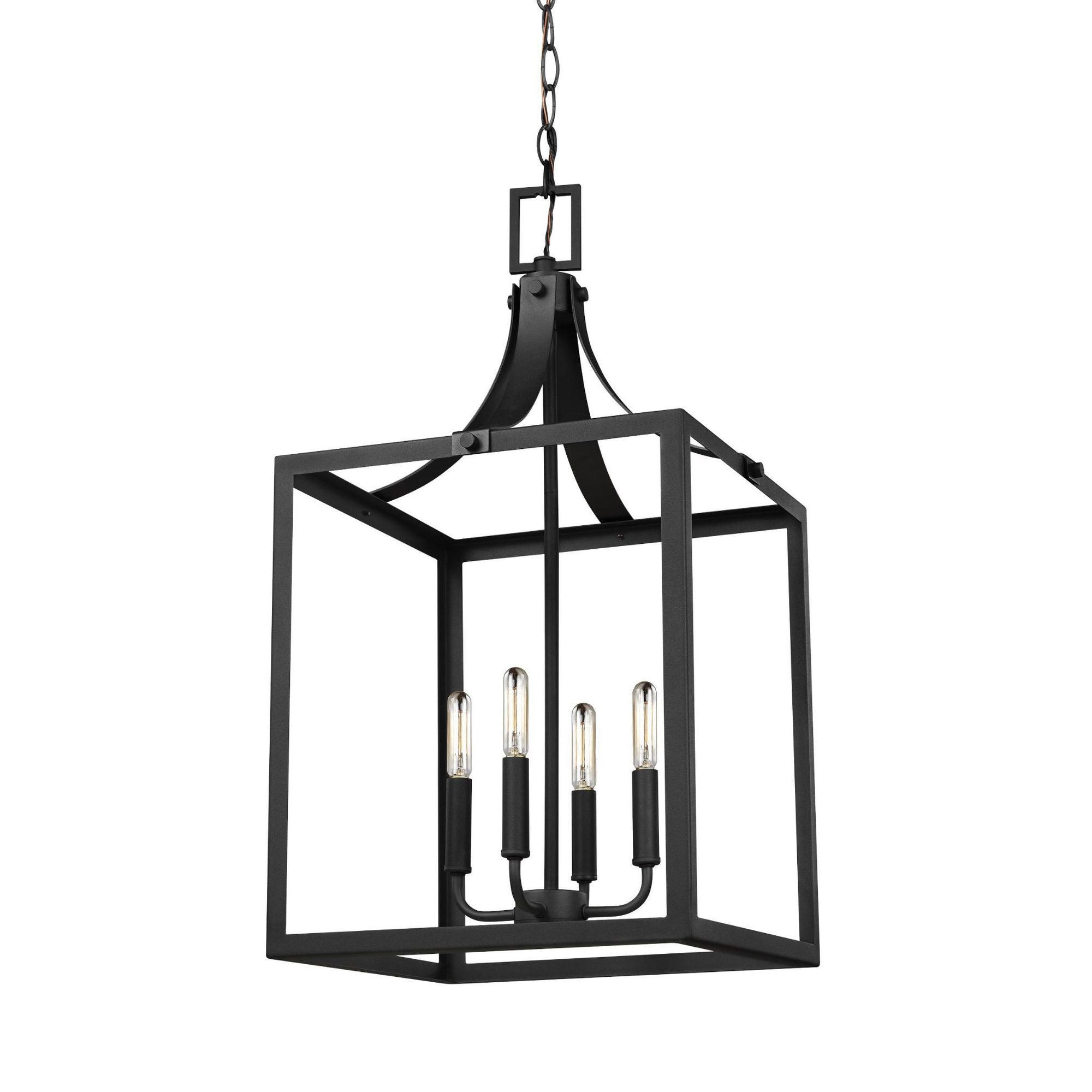 Labette Large Four Light Hall / Foyer LED Traditional Pendant 14" Width 27.25" Height Steel in Black