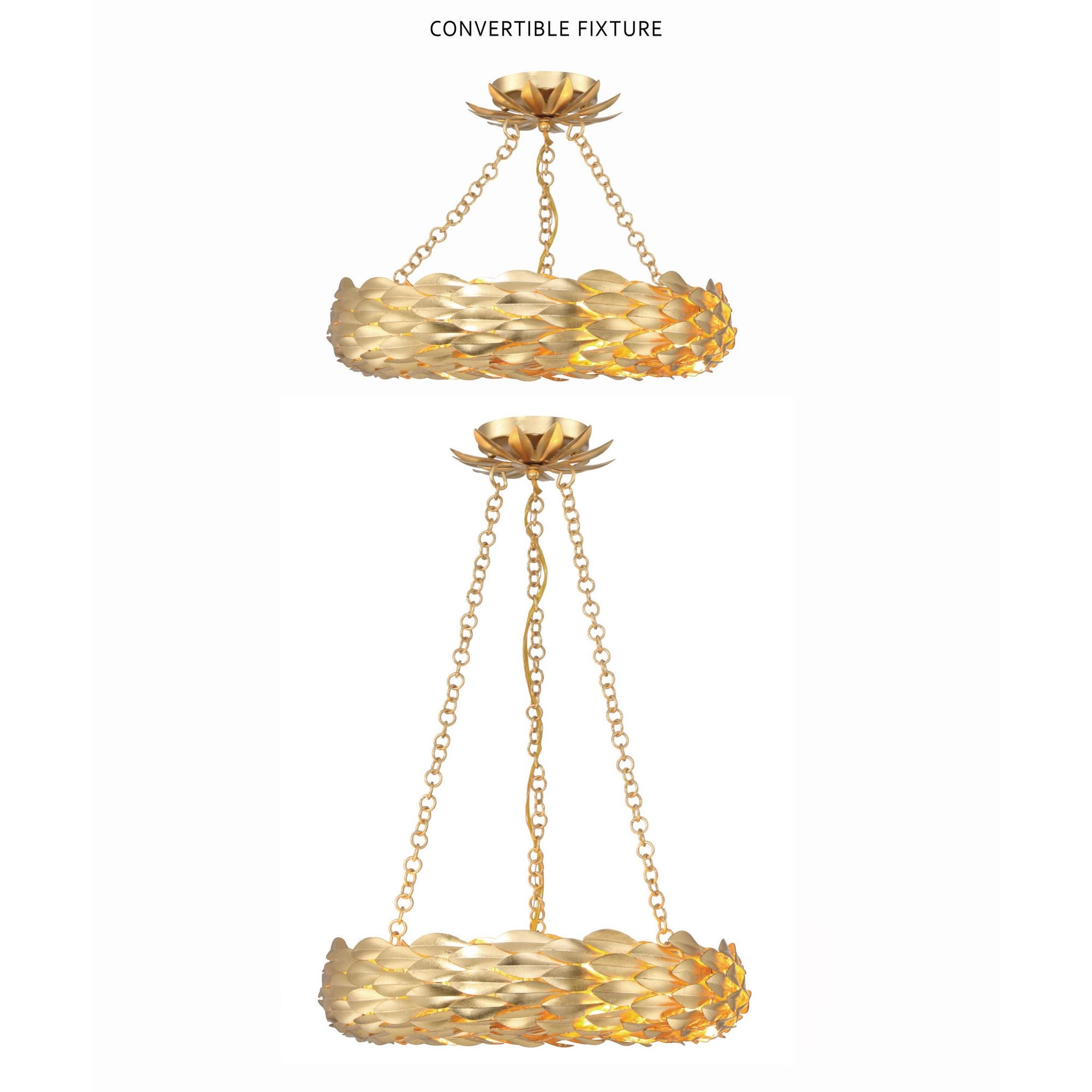 Broche 18'' LED Antique Gold Chandelier Gold 18"W x 3.75"H x 18"D