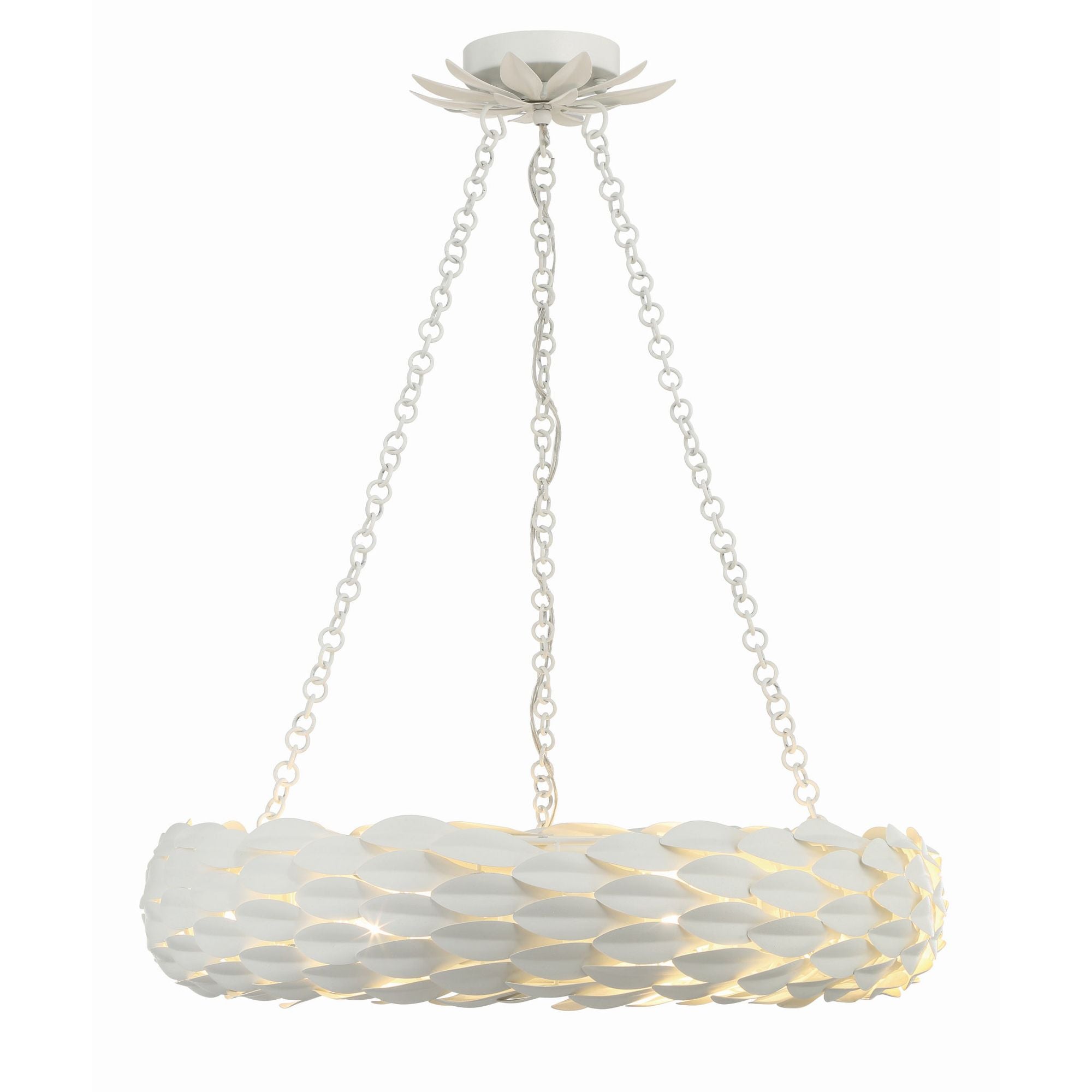 Broche 6 Light Matte White Chandelier 24"W x 5"H x 24"D