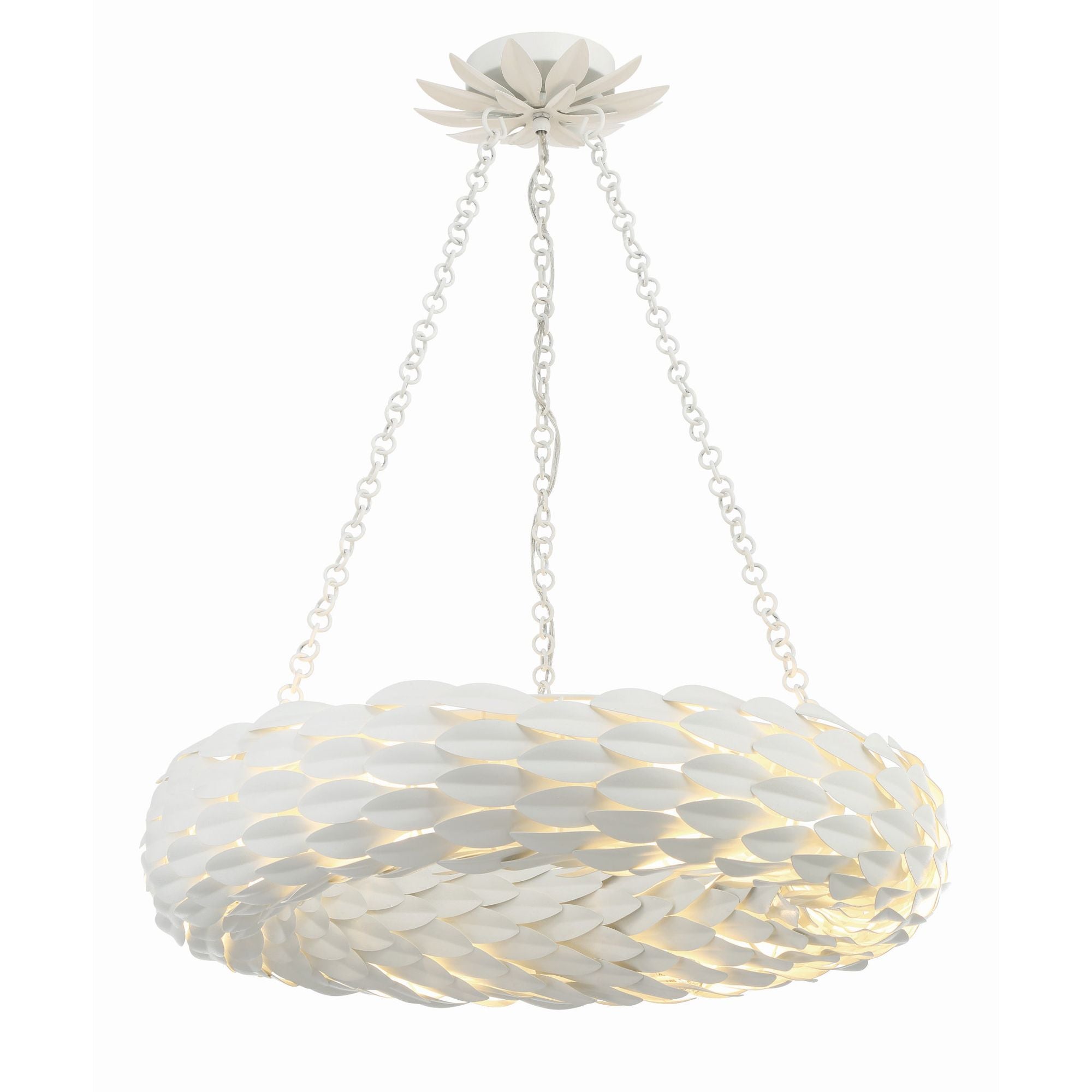 Broche 6 Light Matte White Chandelier 24"W x 5"H x 24"D