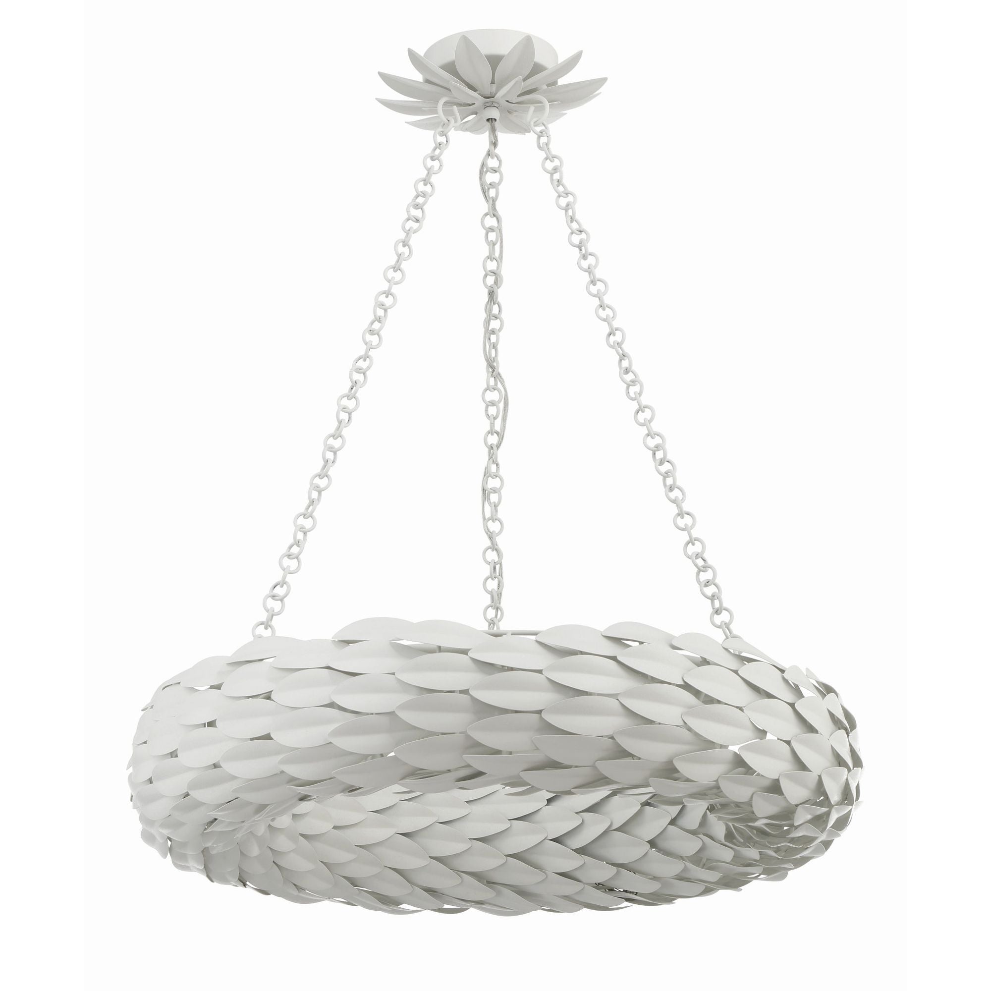 Broche 6 Light Matte White Chandelier 24"W x 5"H x 24"D