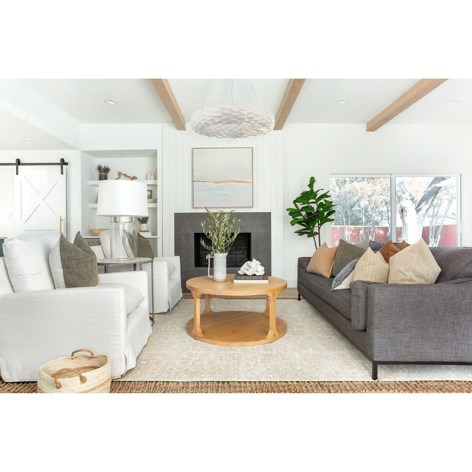 Broche 6 Light Matte White Chandelier 24"W x 5"H x 24"D