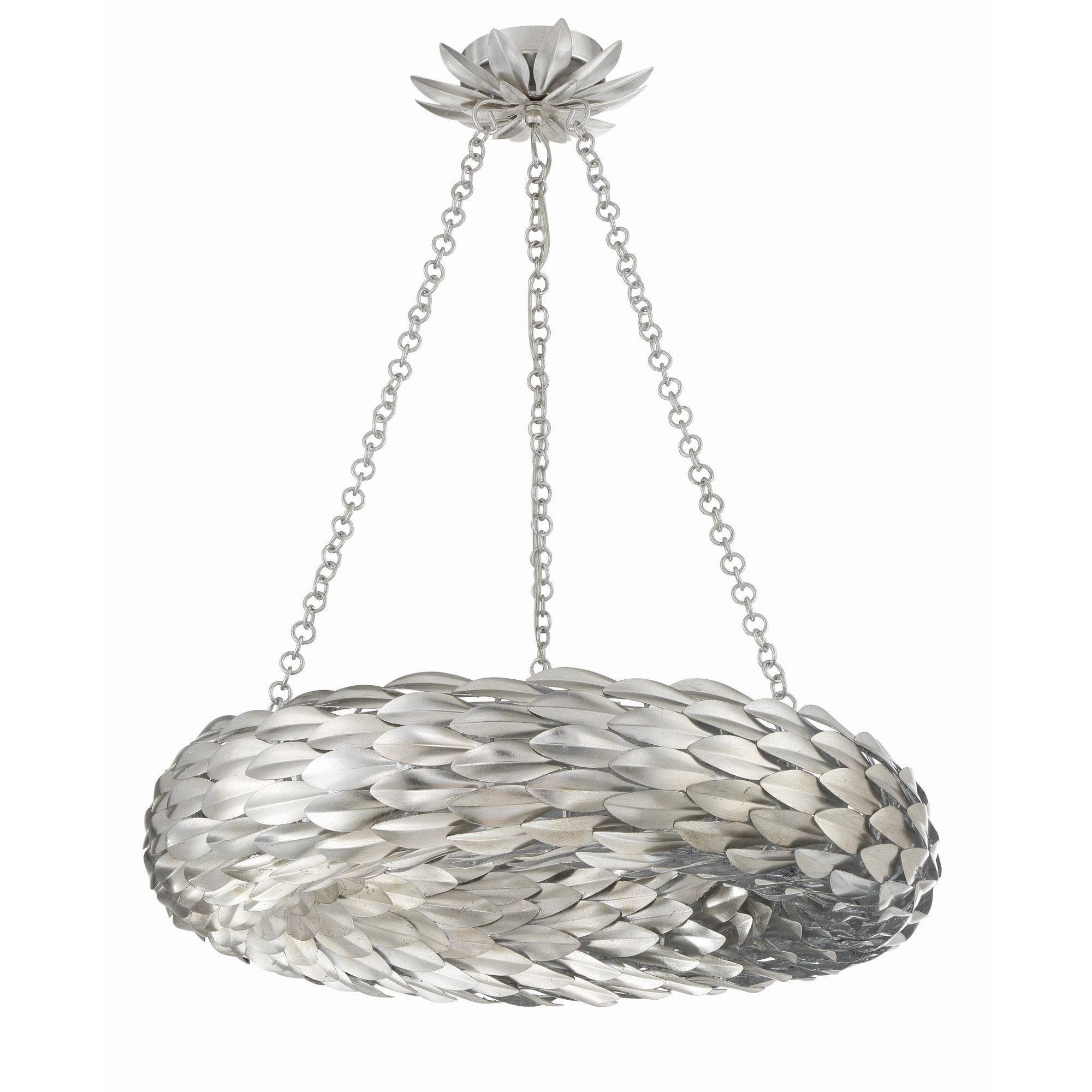 Broche 6 Light Antique Silver Chandelier 24"W x 5"H x 24"D