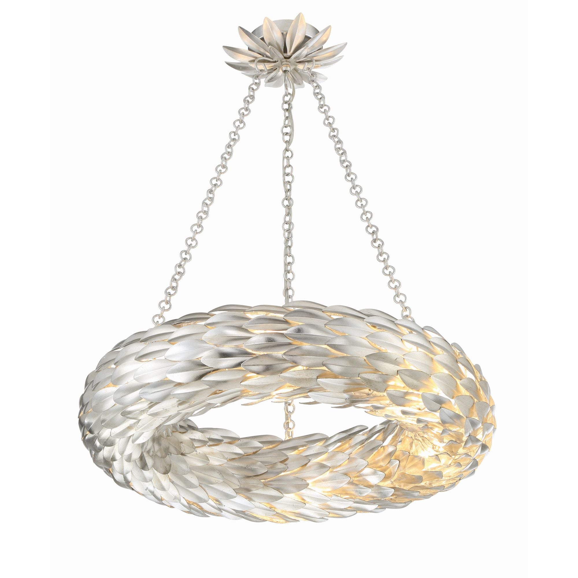 Broche 6 Light Antique Silver Chandelier 24"W x 5"H x 24"D