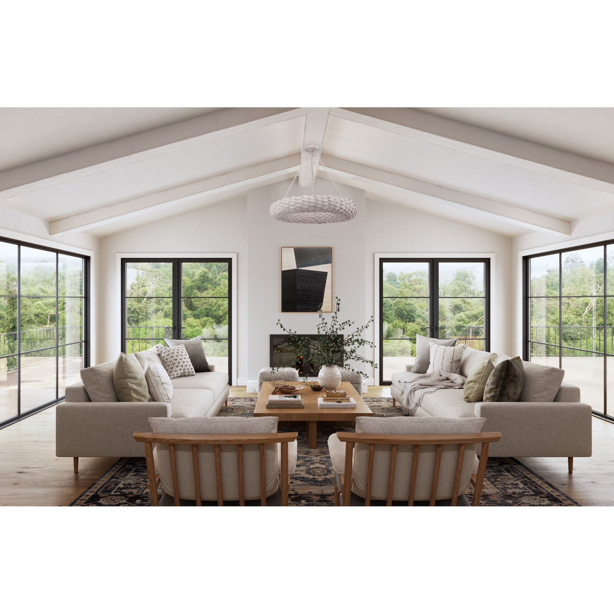 Broche 8 Light Matte White Chandelier 33.5"W x 5.75"H x 33.5"D