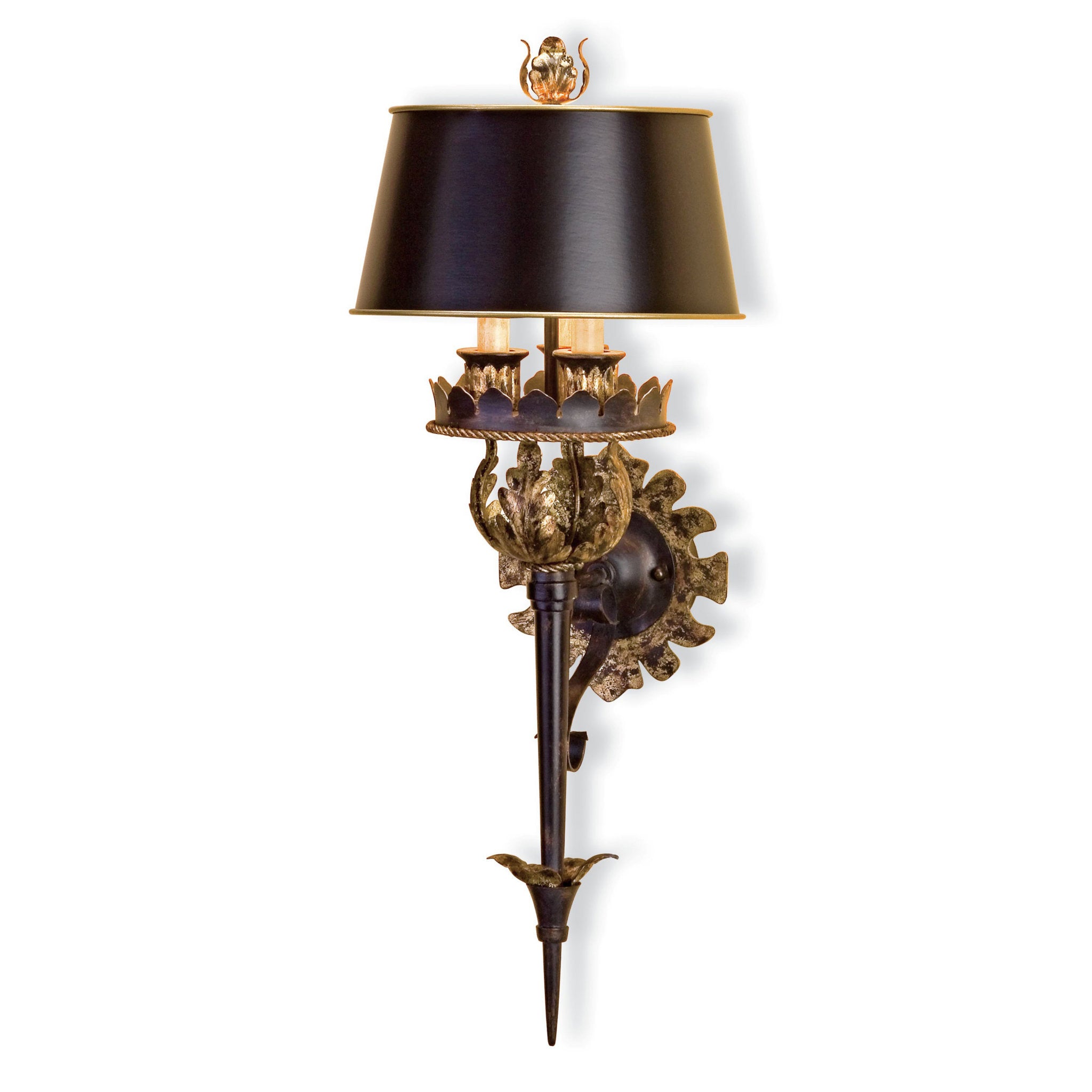 Duke Gold Wall Sconce, Black Shade - Zanzibar Gold Leaf/Zanzibar Black