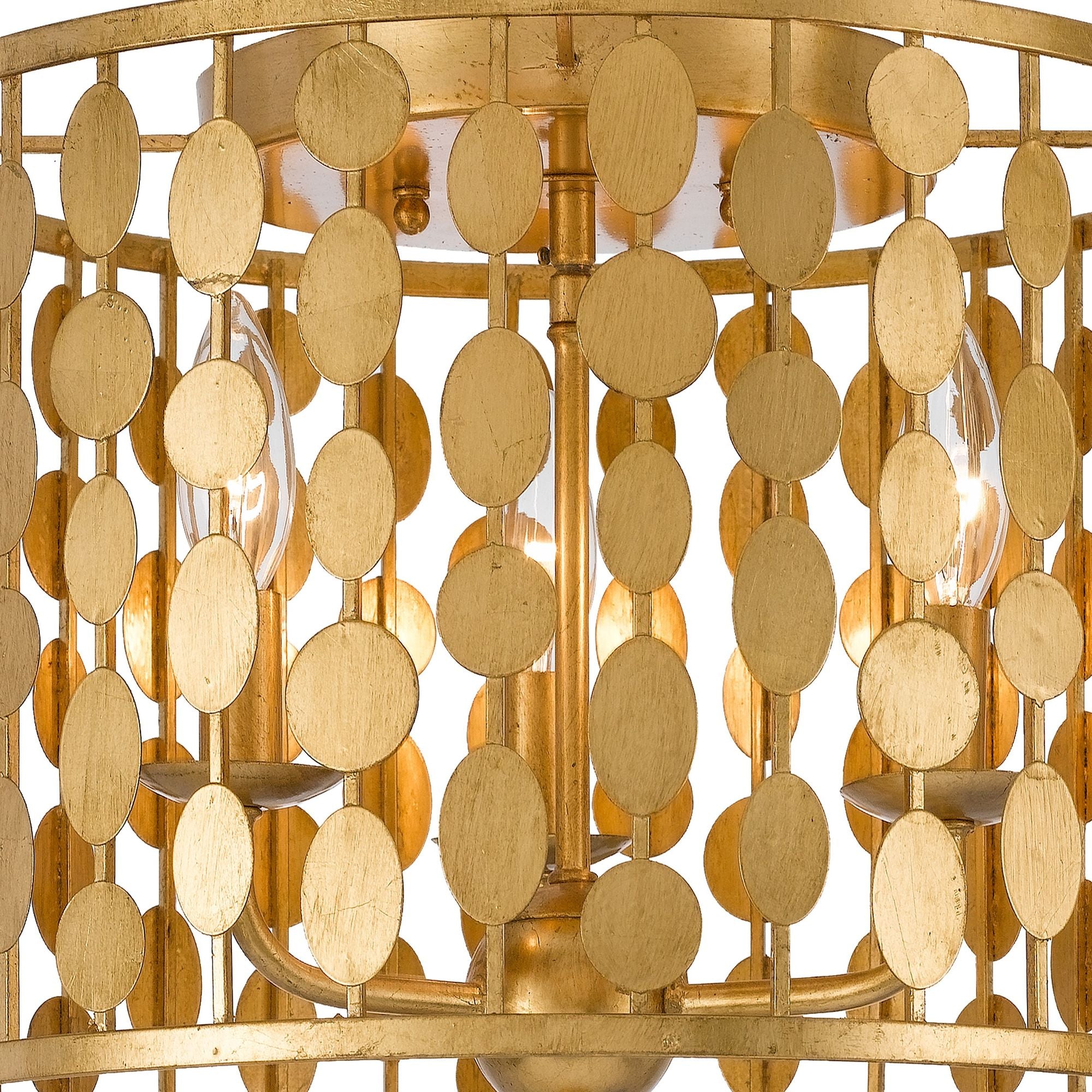 Layla 3 Light Antique Gold Flush Mount 15"W x 13.75"H x 15"D