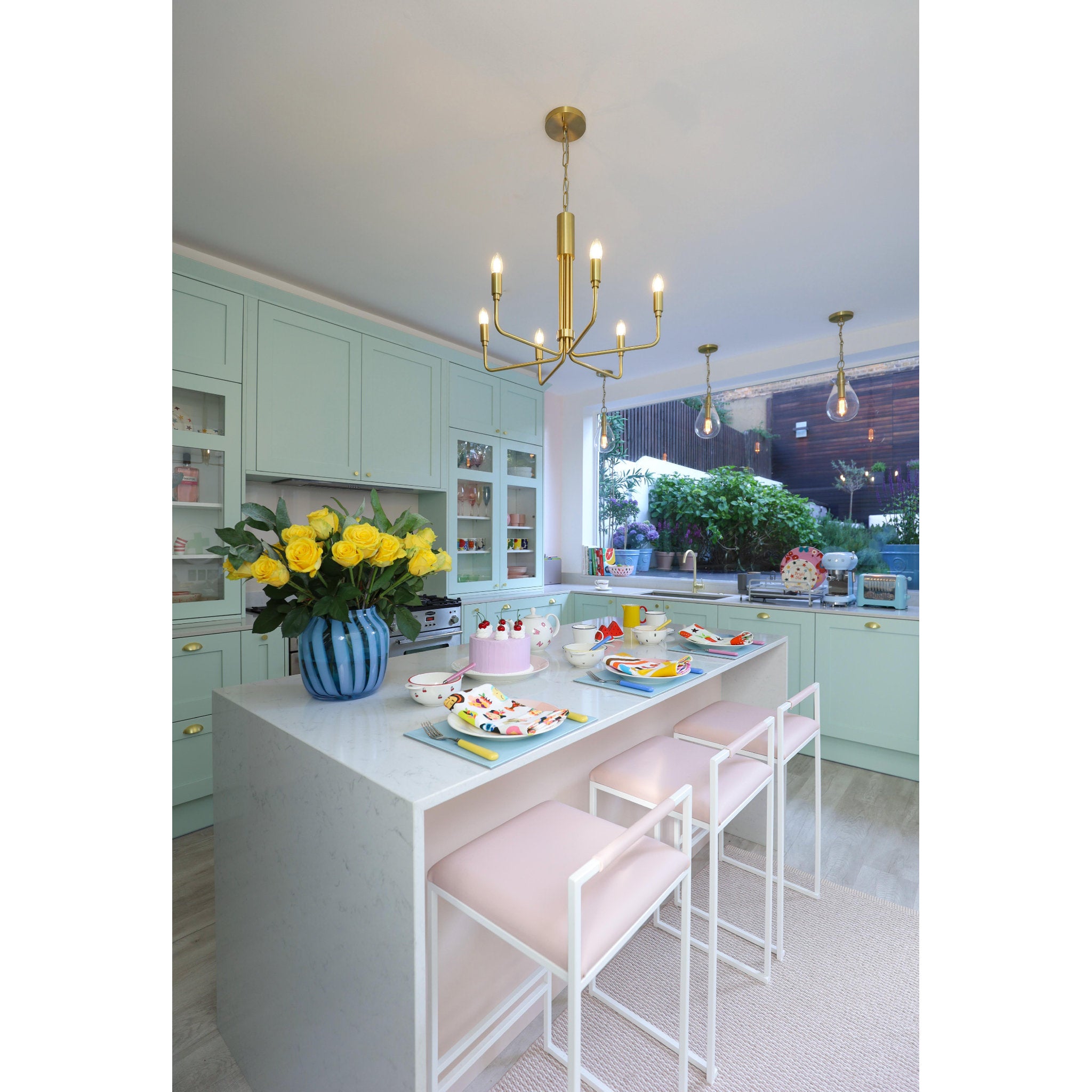 Brigitte 6-Light Chandelier in Aged Brass 25L x 25W x 19.25H