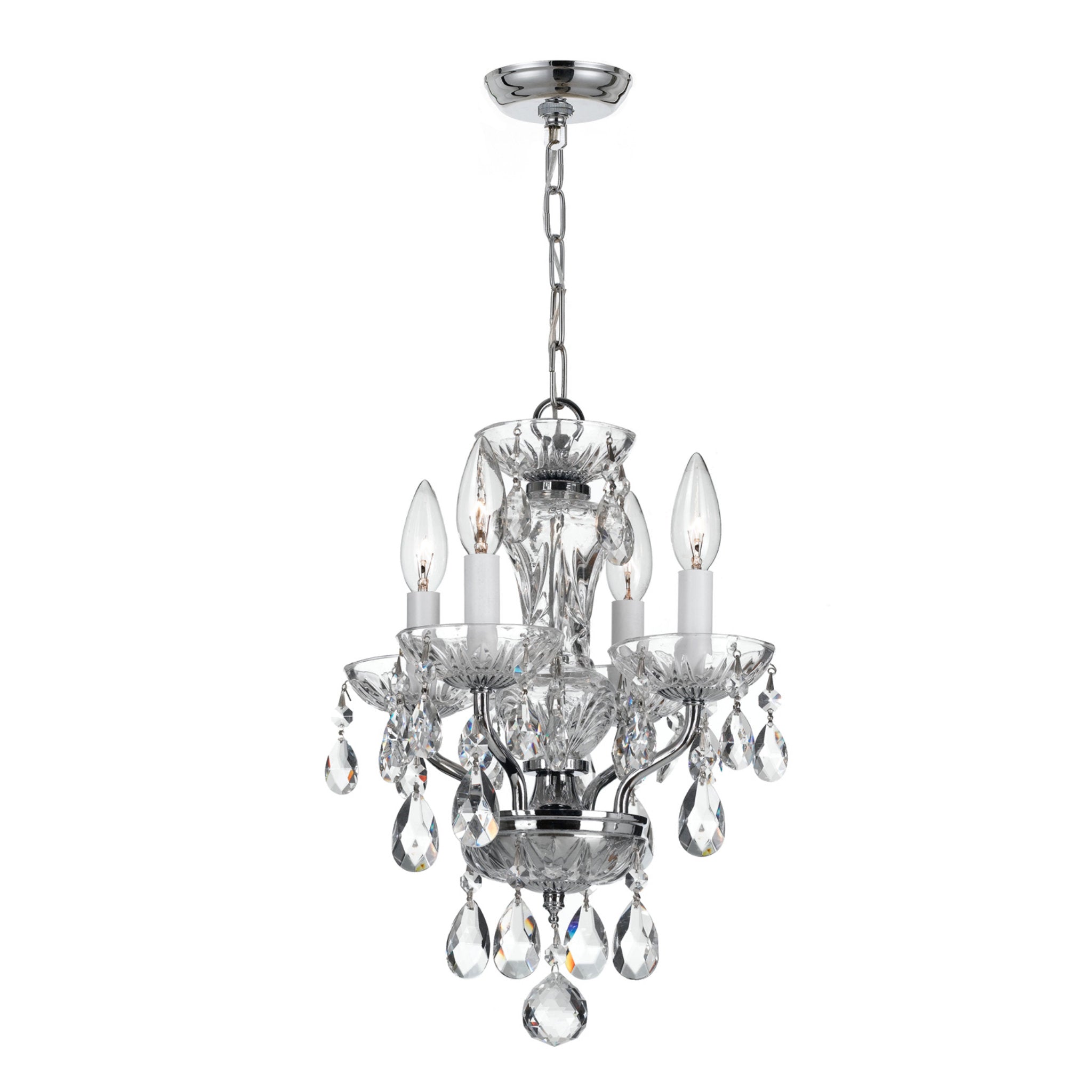 Welton 11'' Italian Crystal Polished Chrome Chandelier Silver 11"W x 15"H x 11"D