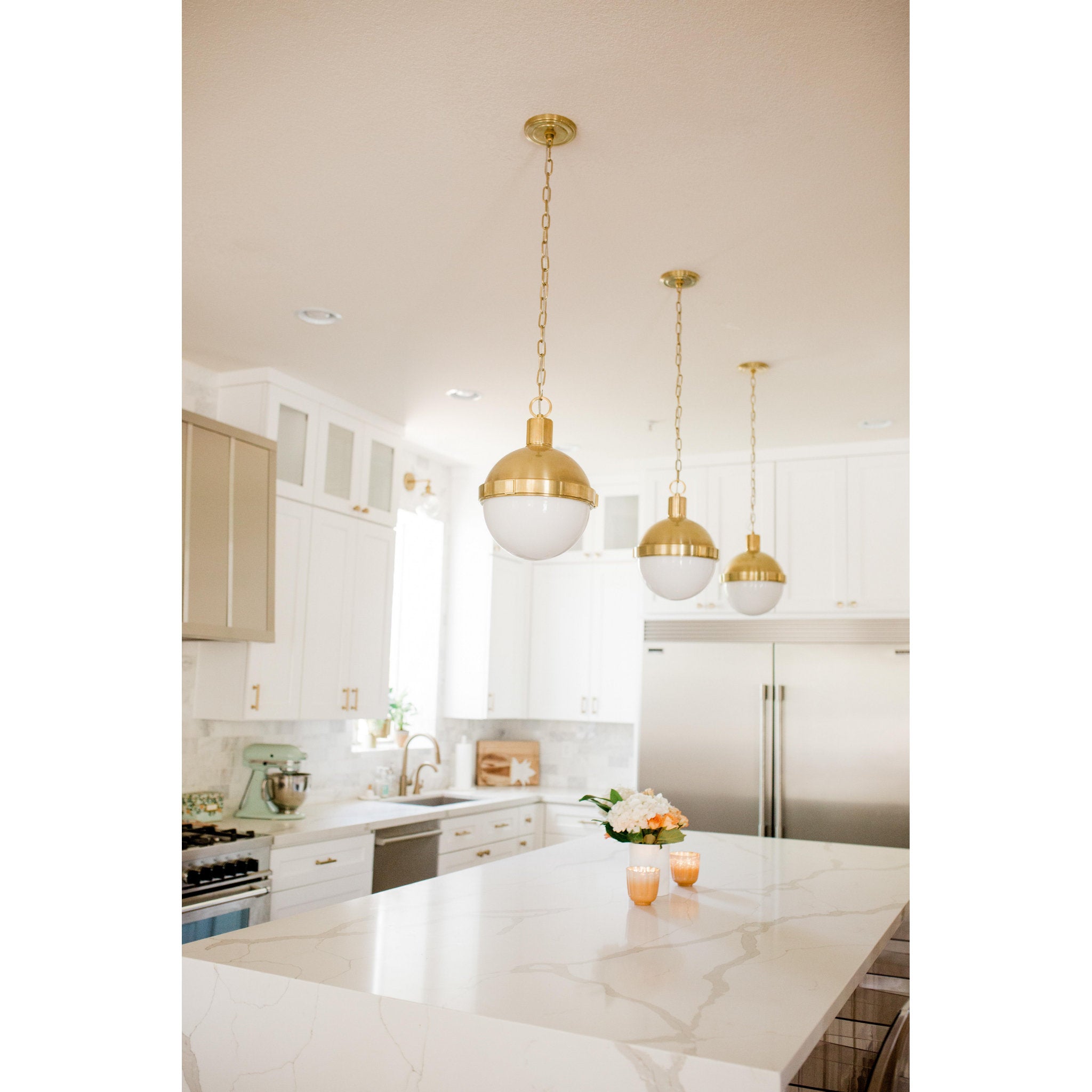 Lambert 1-Light Pendant in Aged Brass 12.5L x 12.5W x 16H