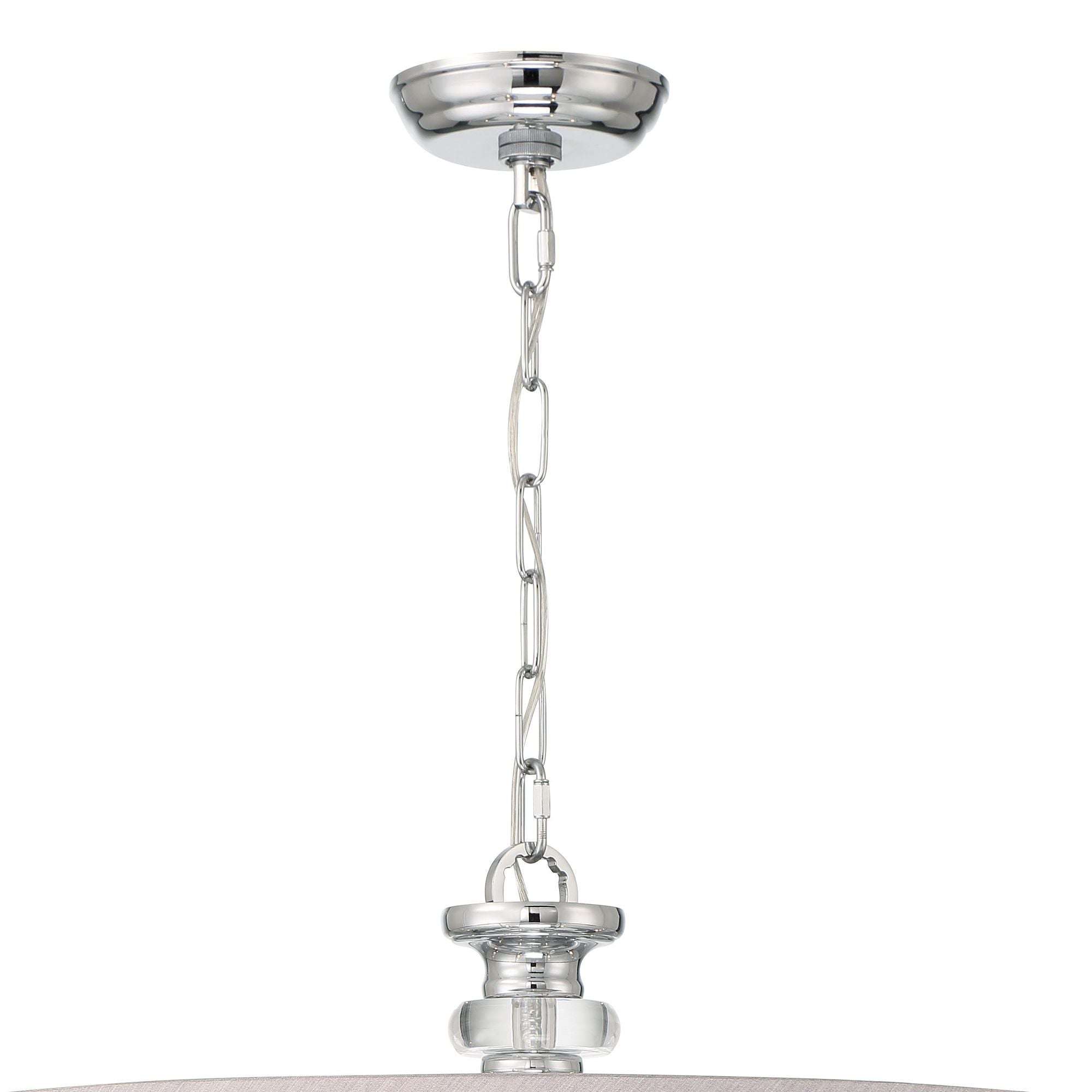 Hampton 8 Light Drum Shade Polished Chrome Chandelier Clear Teardrop Almond Silk Shade 32"W x 26"H x 32"D