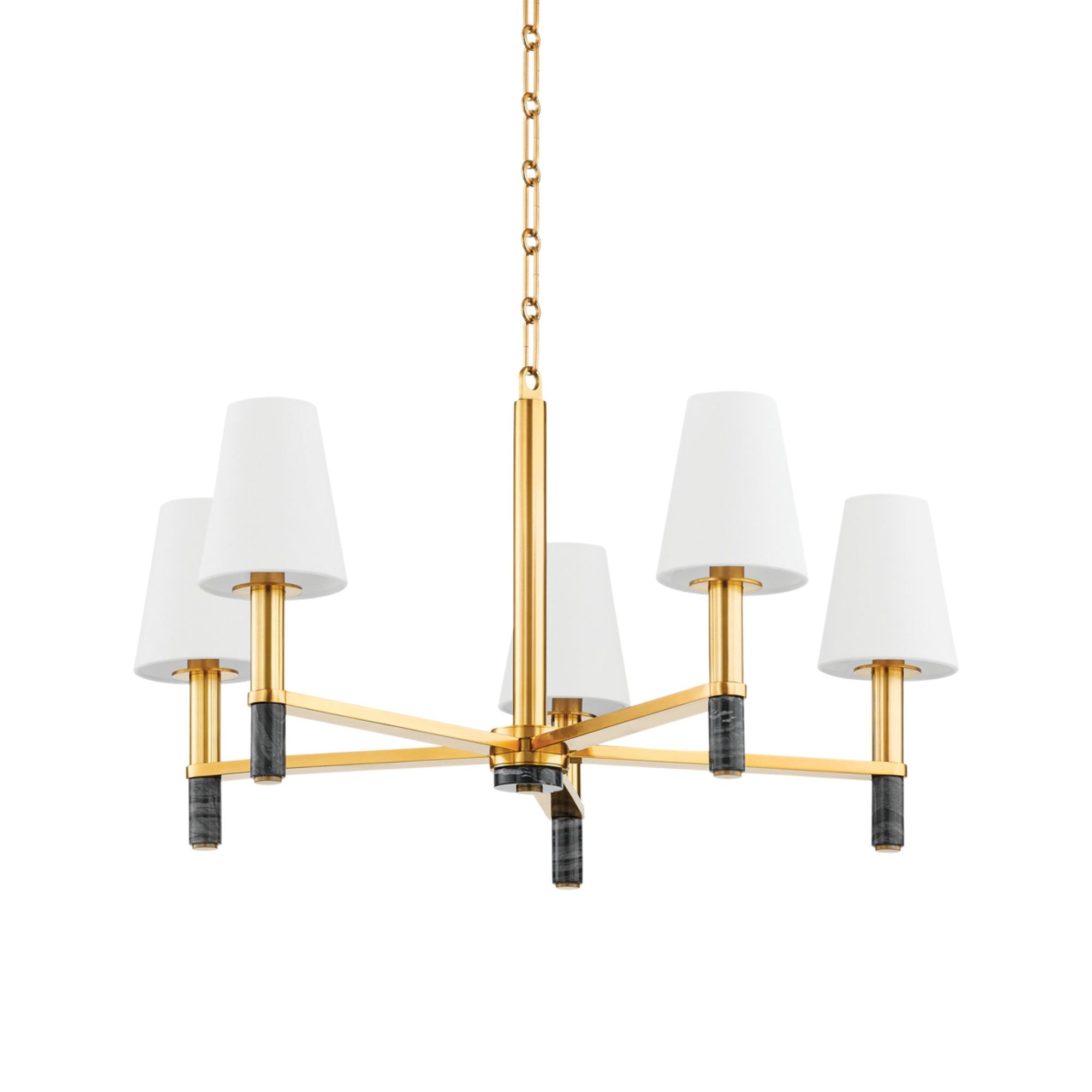 Montreal 5-Light Chandelier in Aged Brass 30W x 16H