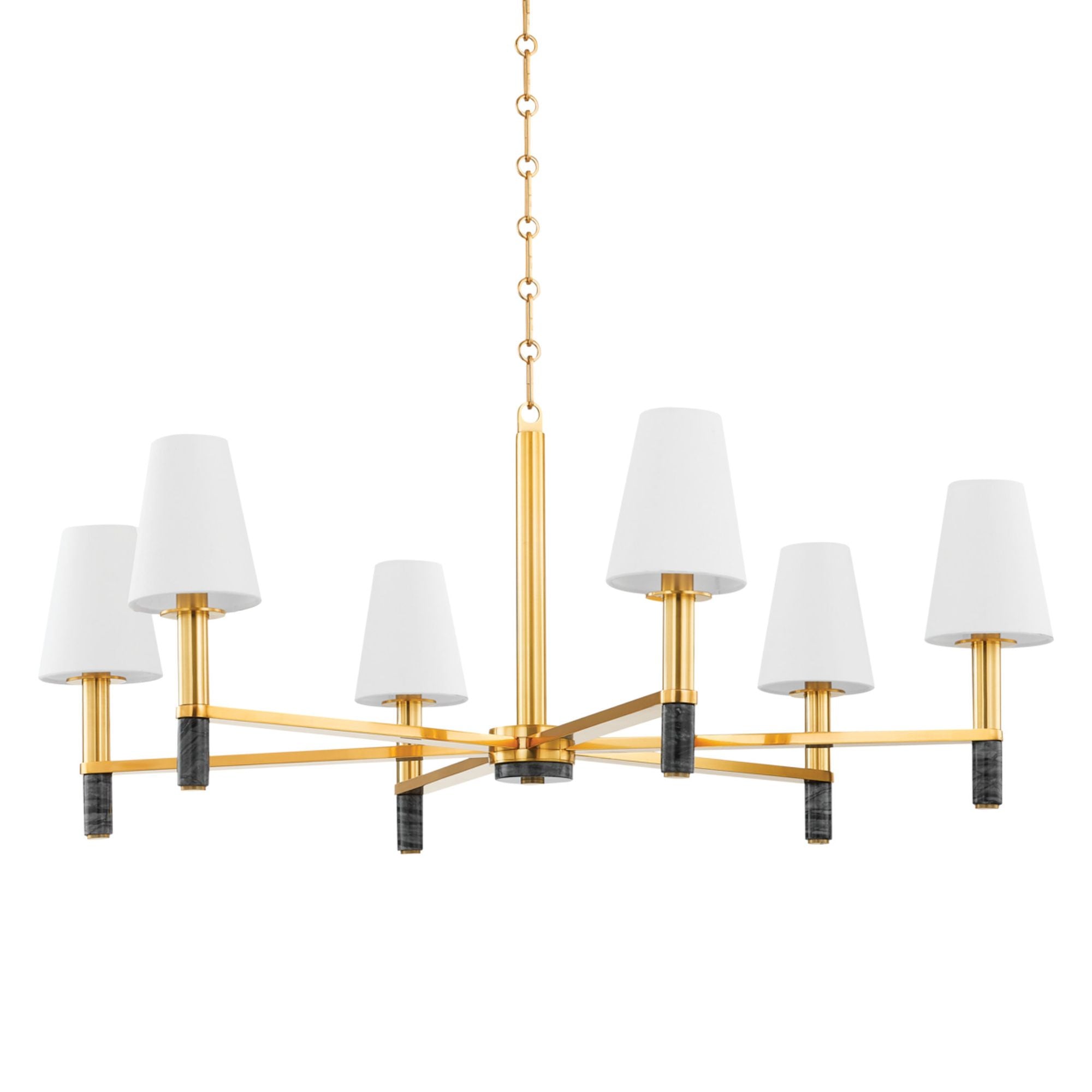 Montreal 6-Light Chandelier in Aged Brass 40L x 40W x 17.25H