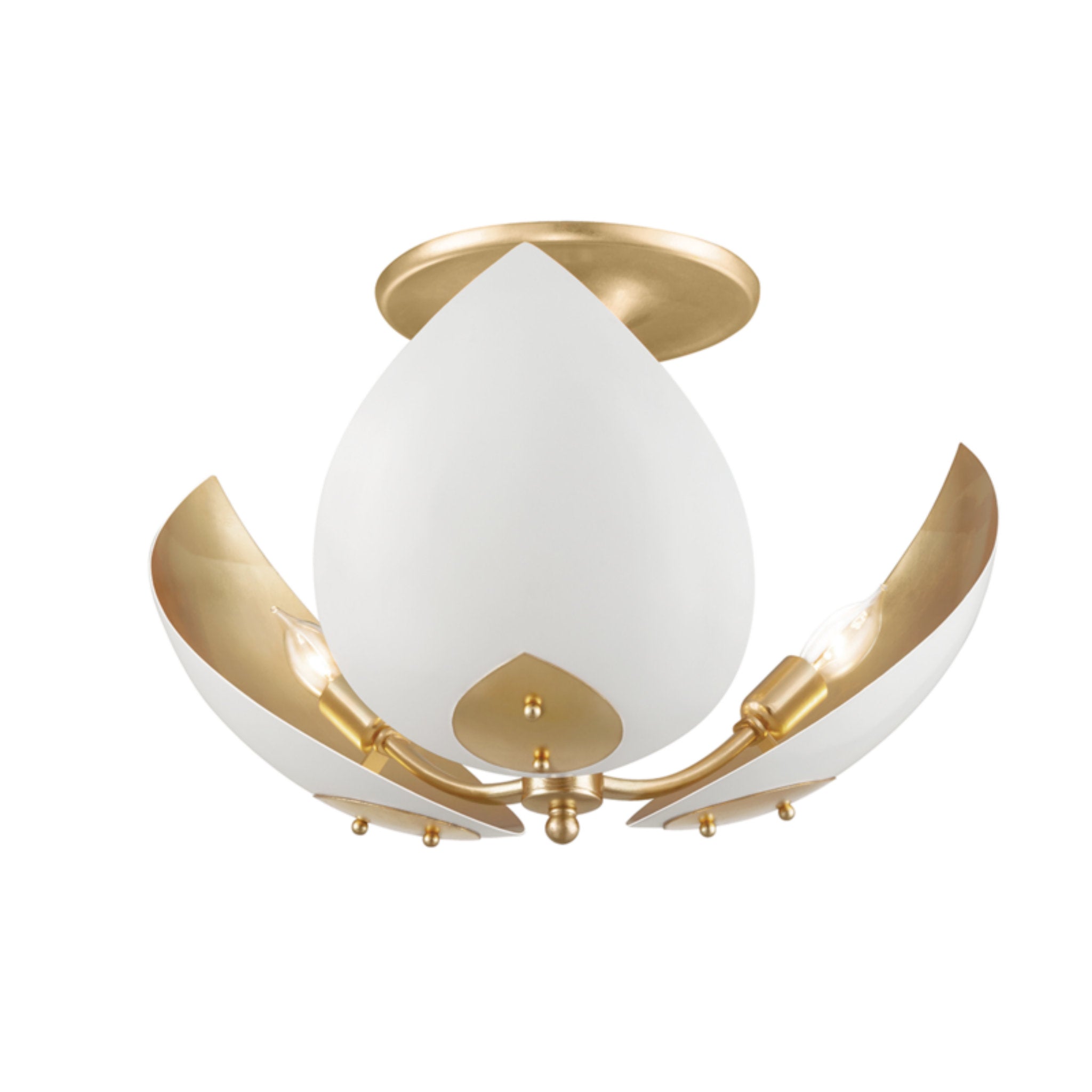 Lotus 3-Light Semi Flush in Gold Leaf 19W x 13.5H (White)