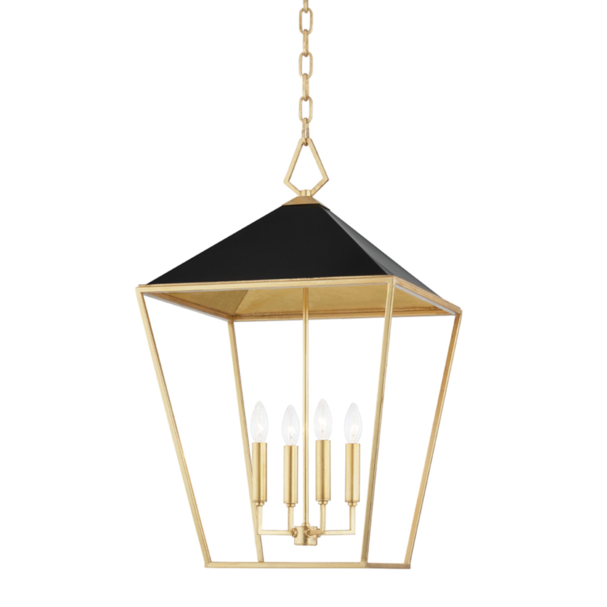 Paxton 4-Light Pendant in Gold Leaf/Black 18L x 18W x 29H