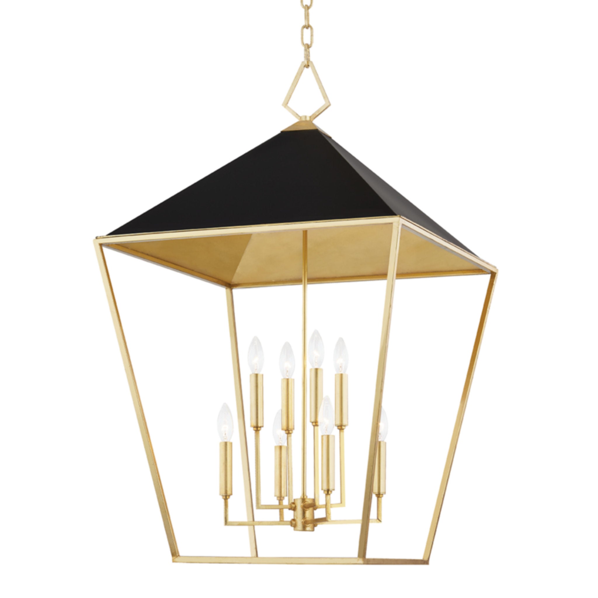 Paxton 8-Light Pendant in Gold Leaf/Black 24L x 24W x 38H