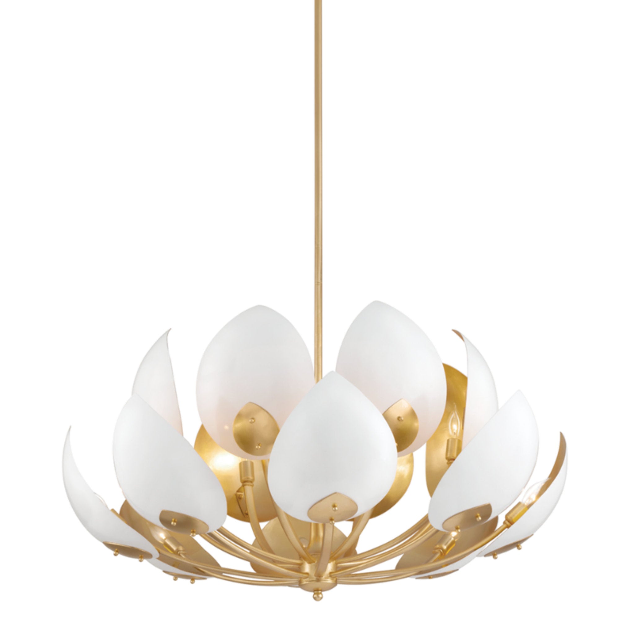 Lotus 16-Light Chandelier in Gold Leaf/White 38.5L x 38.5W x 22H