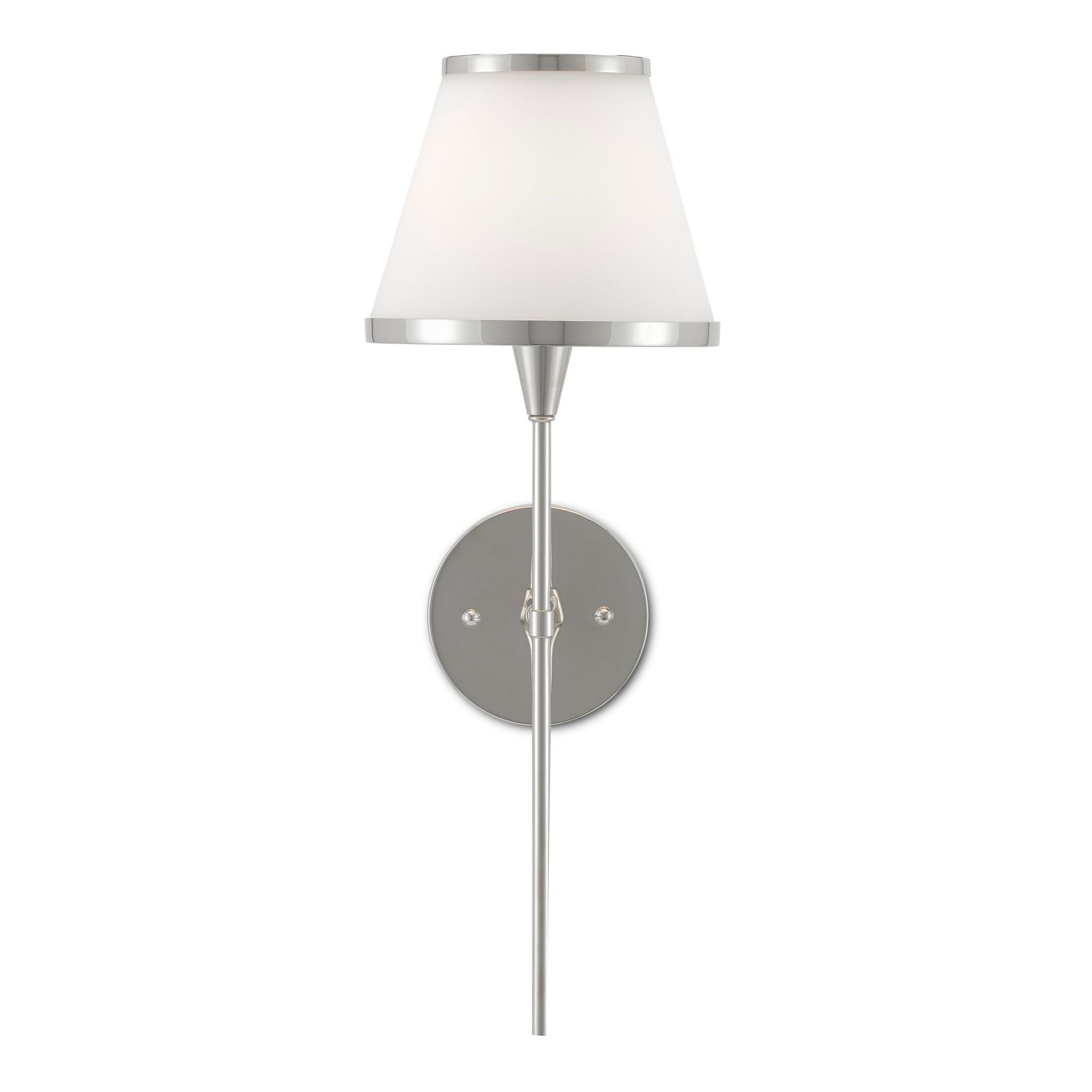 Brimsley Nickel Wall Sconce - Polished Nickel/Opaque Glass