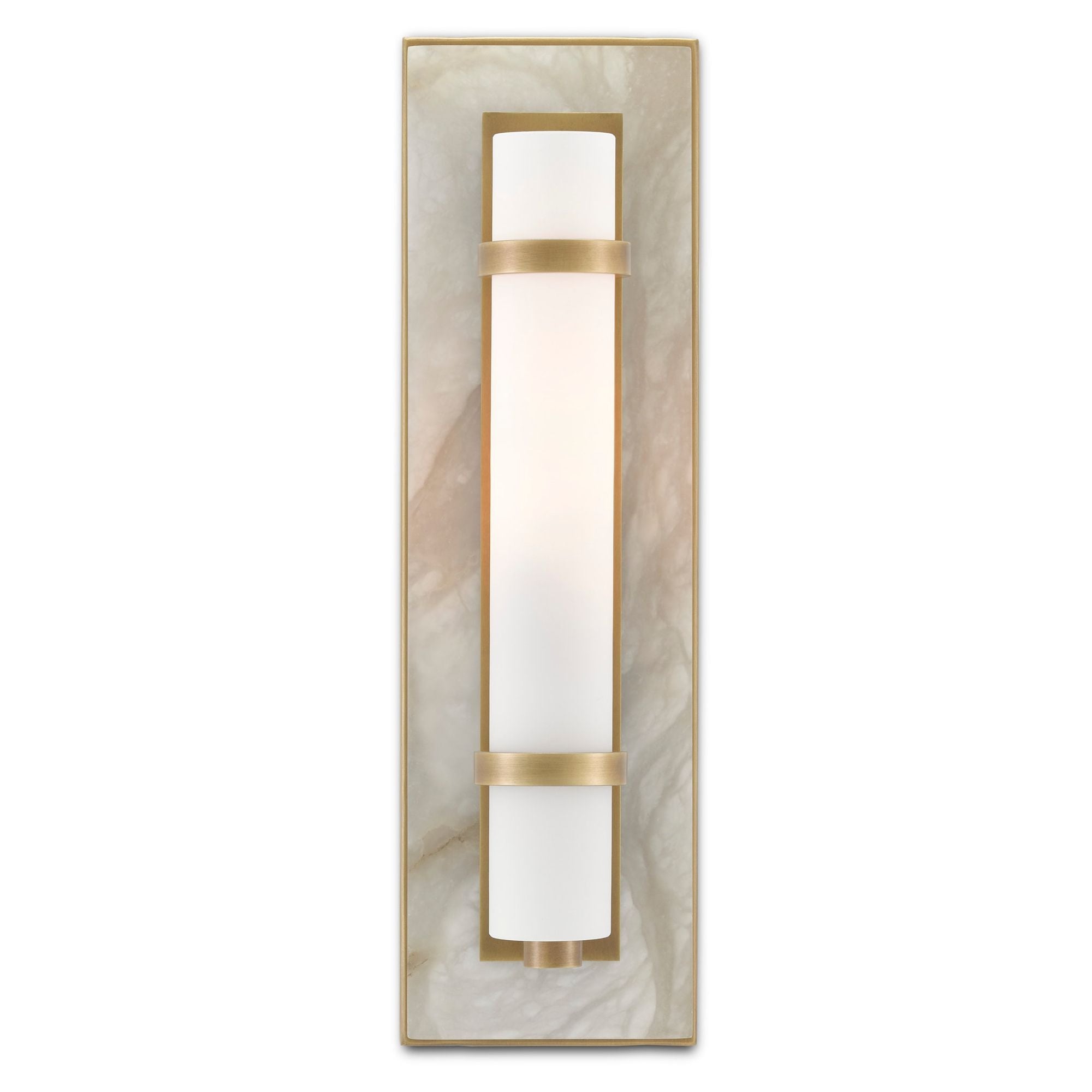 Bruneau Brass Wall Sconce - Natural Alabaster/Antique Brass/Opaque/White