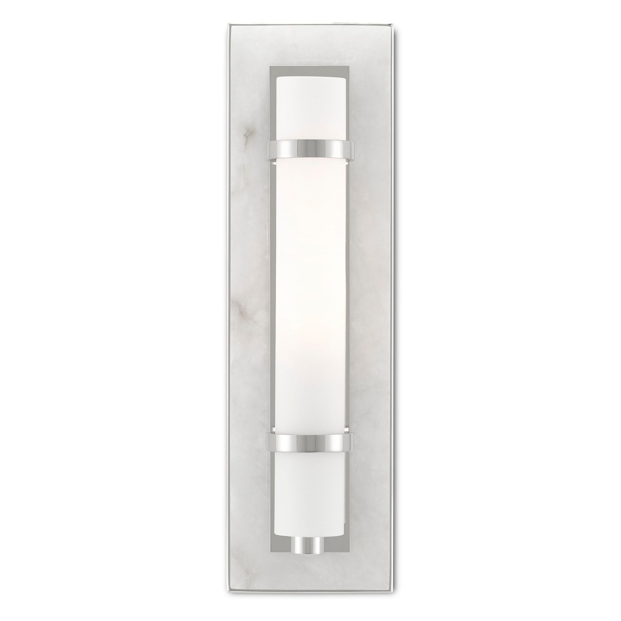 Bruneau Nickel Wall Sconce - Natural Alabaster/Polished Nickel/Opaque/White