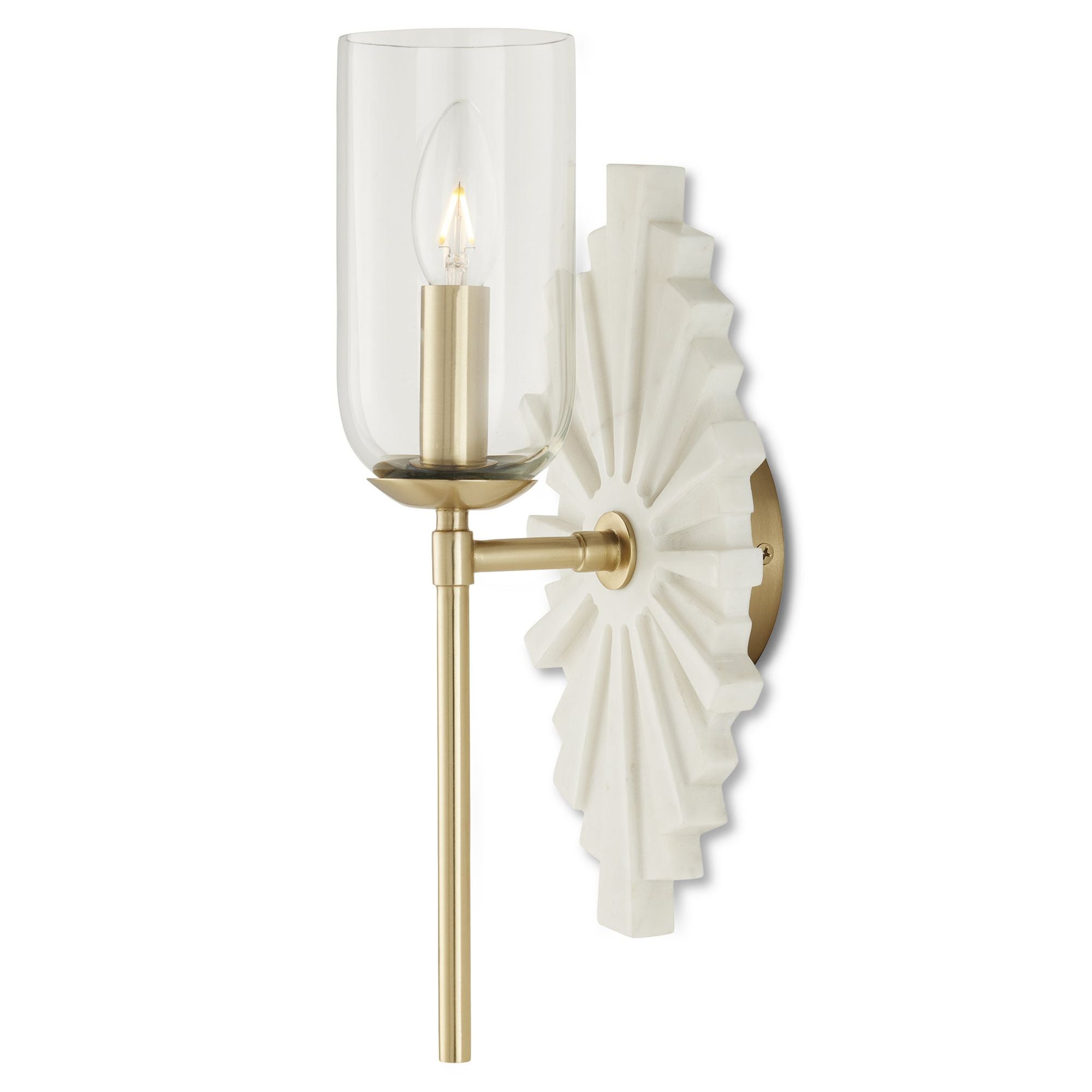 Benthos White Wall Sconce - White/Brass/Clear