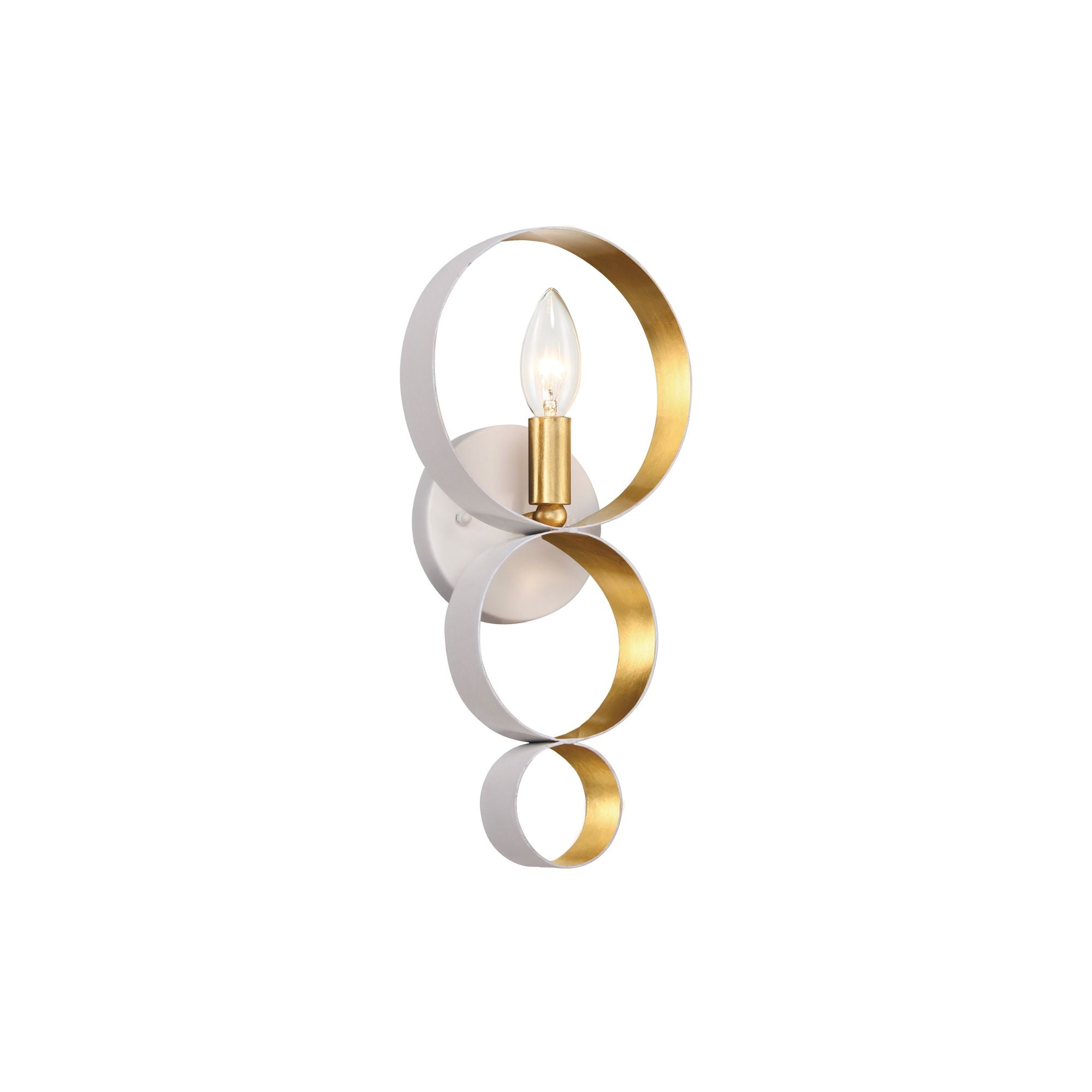 Luna 1 Light Matte White + Antique Gold Sphere Sconce 7"W x 14.75"H x 3.5"D