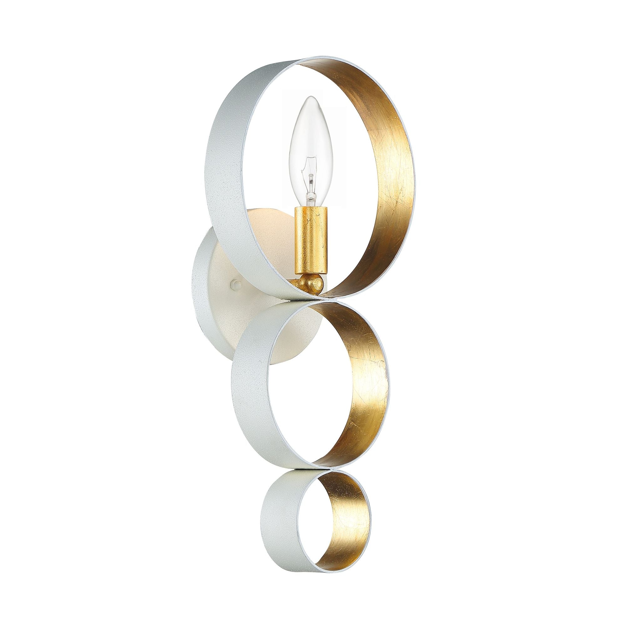 Luna 1 Light Matte White + Antique Gold Sphere Sconce 7"W x 14.75"H x 3.5"D