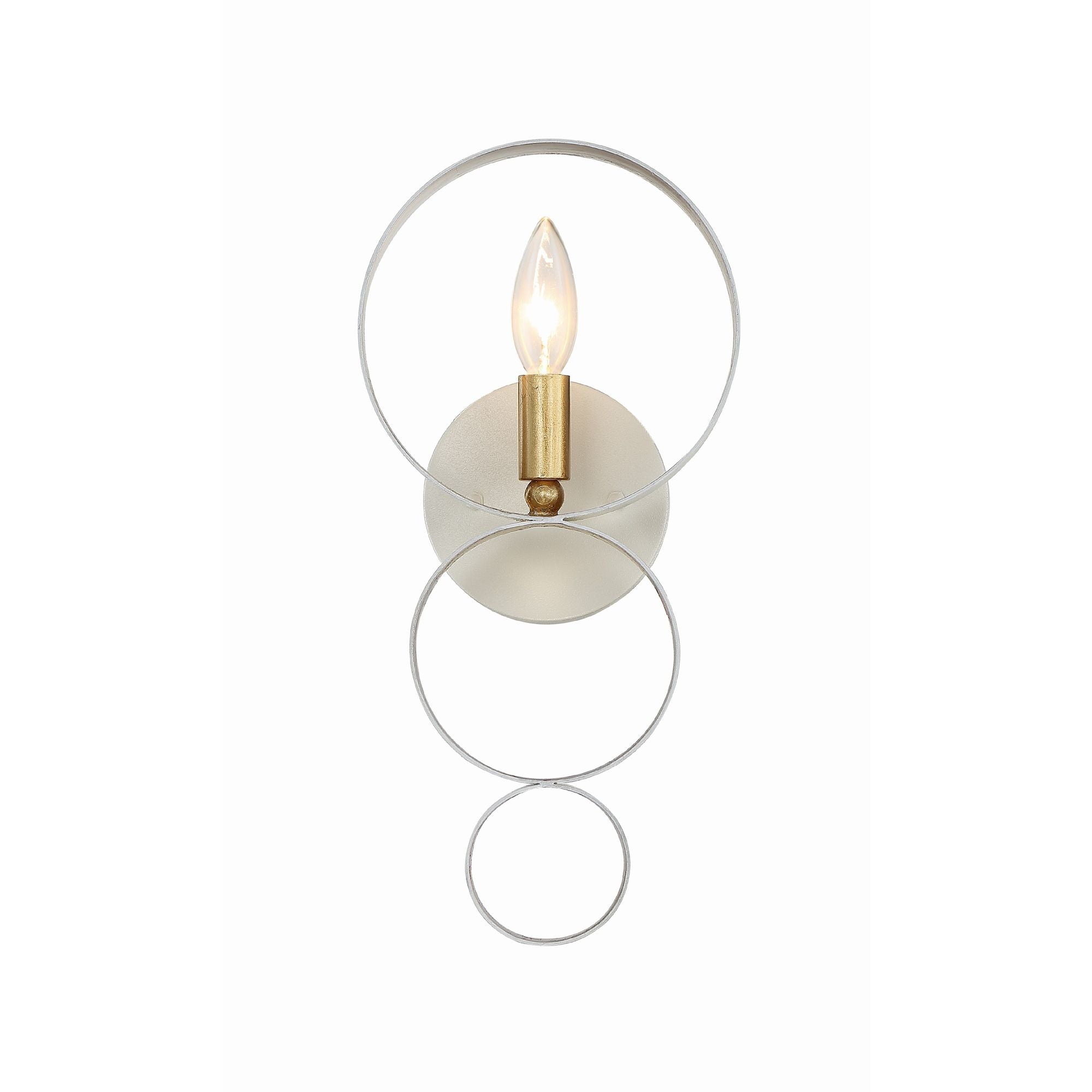 Luna 1 Light Matte White + Antique Gold Sphere Sconce 7"W x 14.75"H x 3.5"D