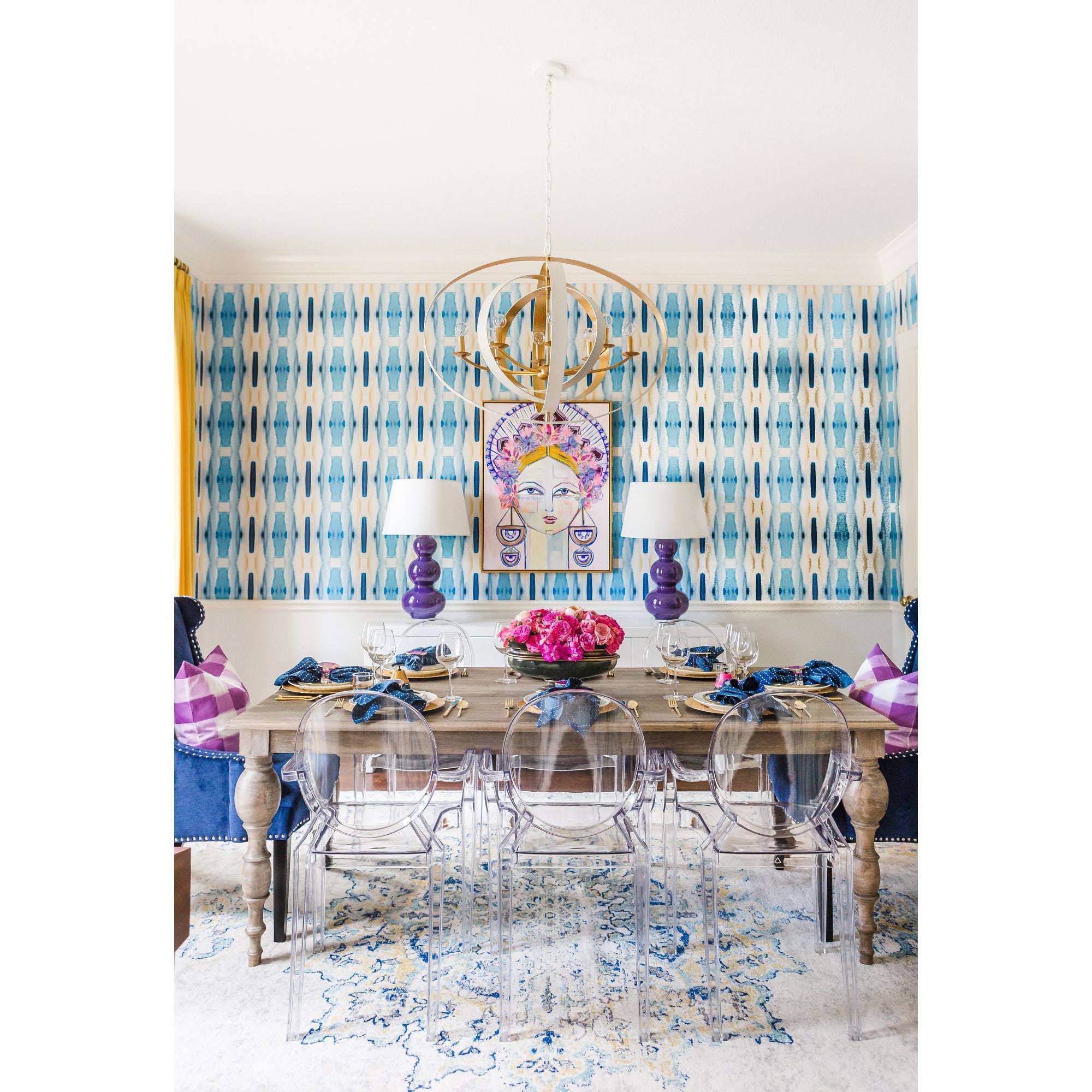 Luna 8 Light English Bronze + Antique Gold Oval Chandelier 36"W x 26.5"H x 36"D