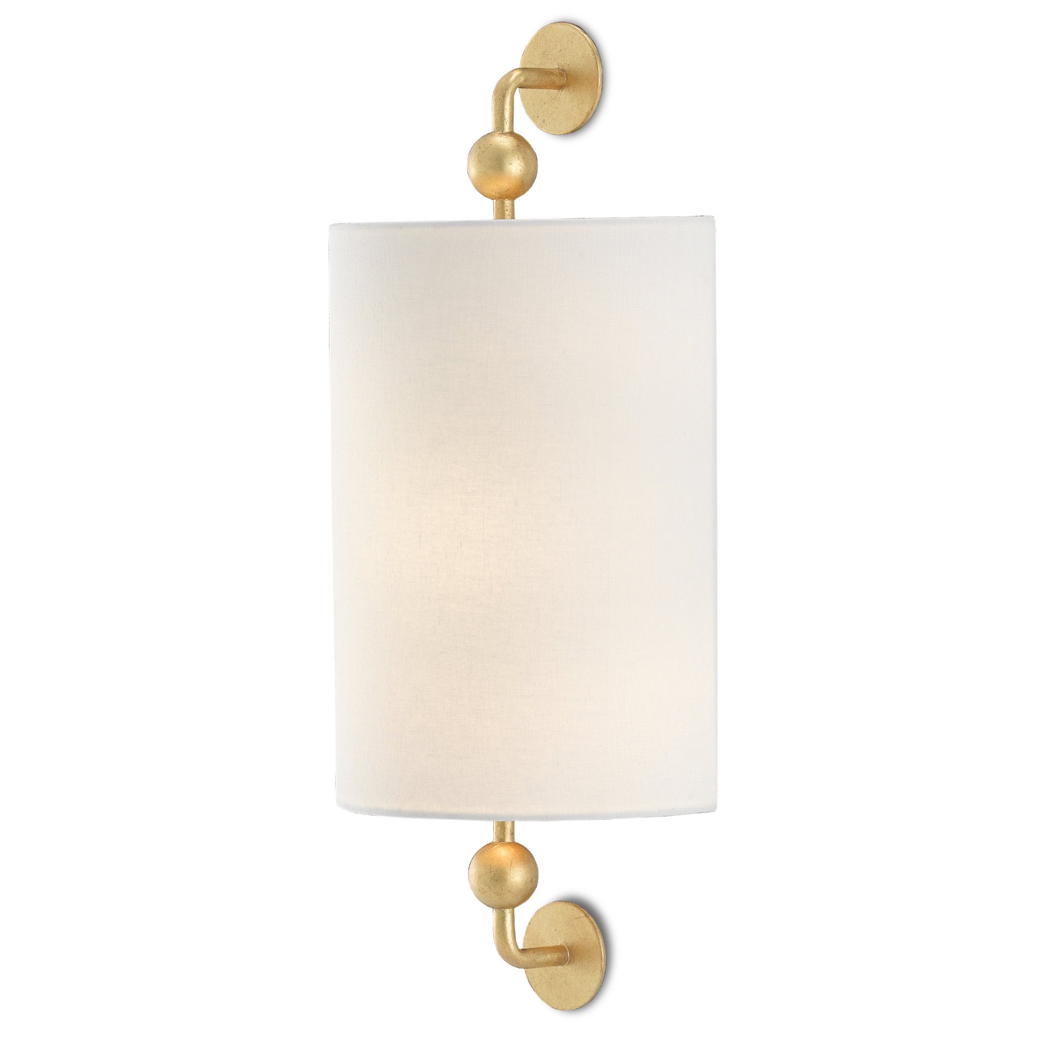 Tavey Gold Wall Sconce, White Shade - Contemporary Gold Leaf