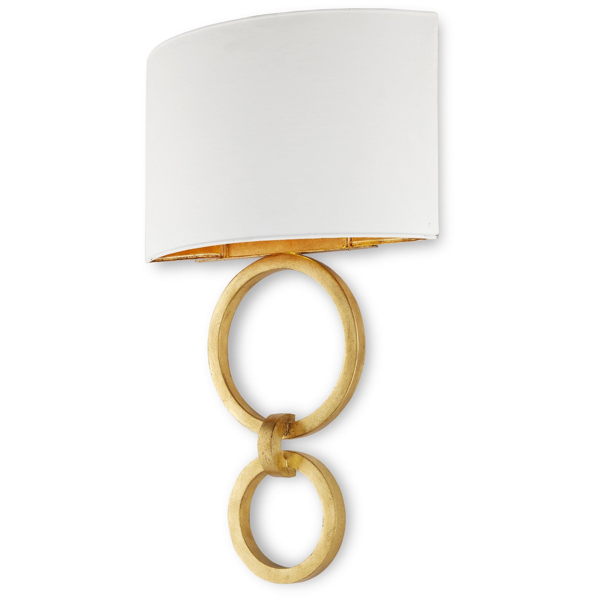 Bolebrook White Wall Sconce, White Shade - Gesso White/Contemporary Gold Leaf