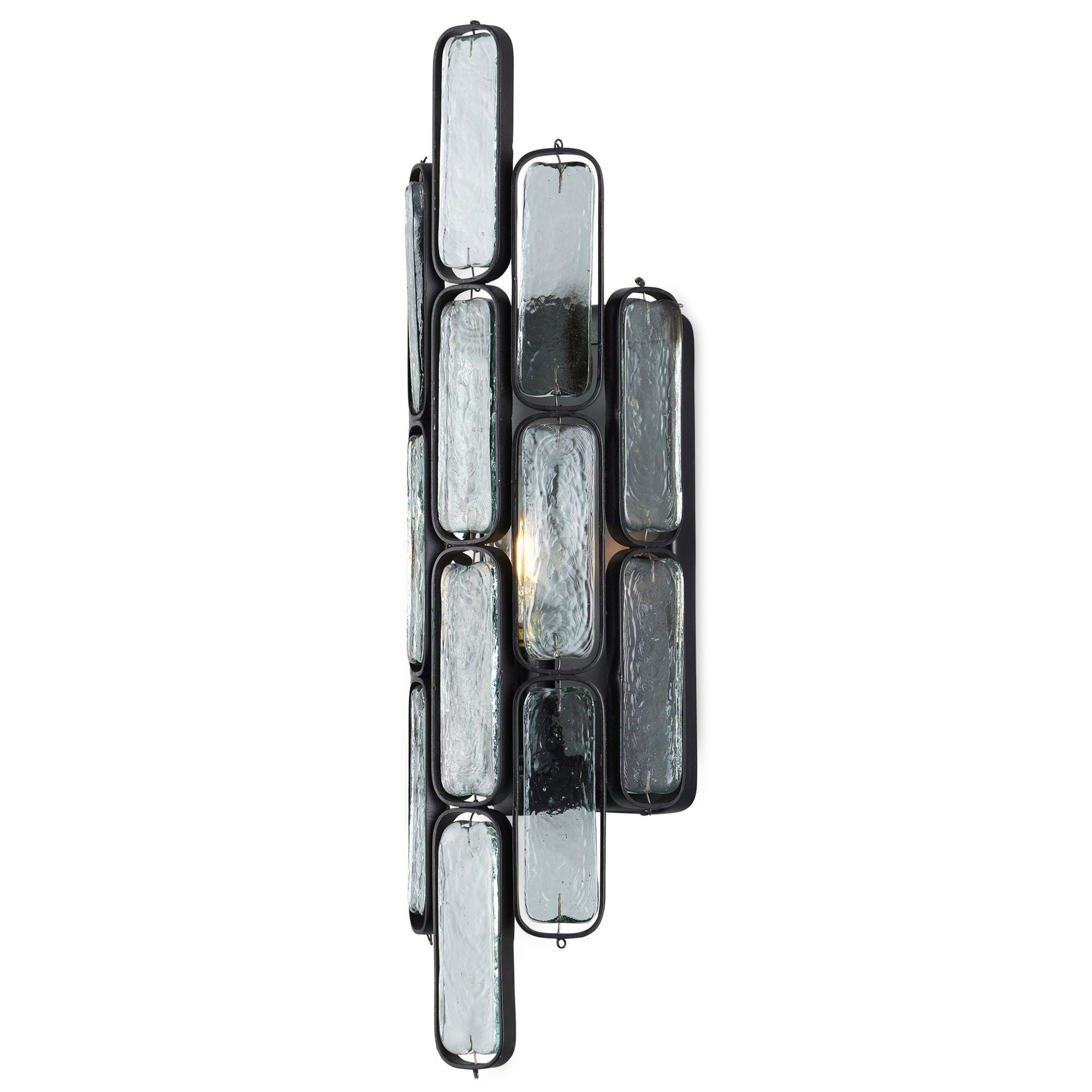 Centurion Recycled Glass Wall Sconce - Clear/Satin Black