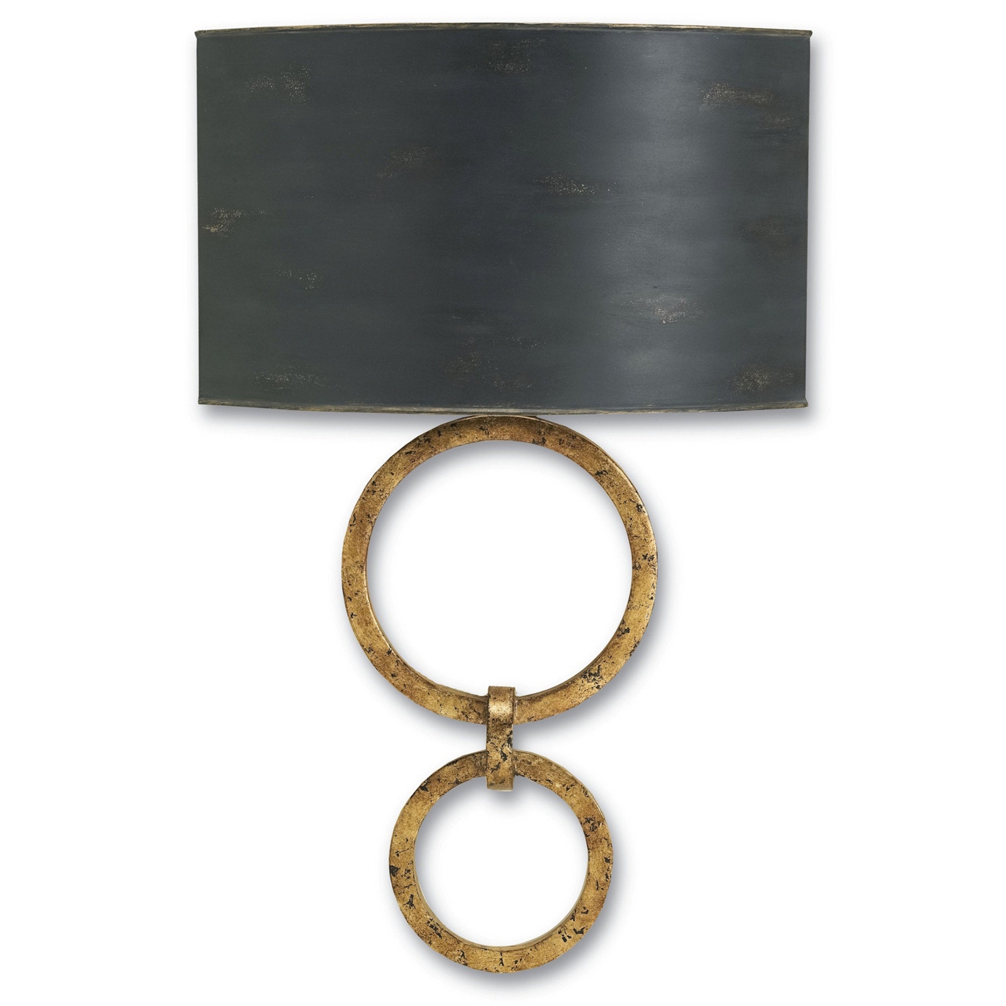 Bolebrook Black Wall Sconce, Black Shade - Gold Leaf