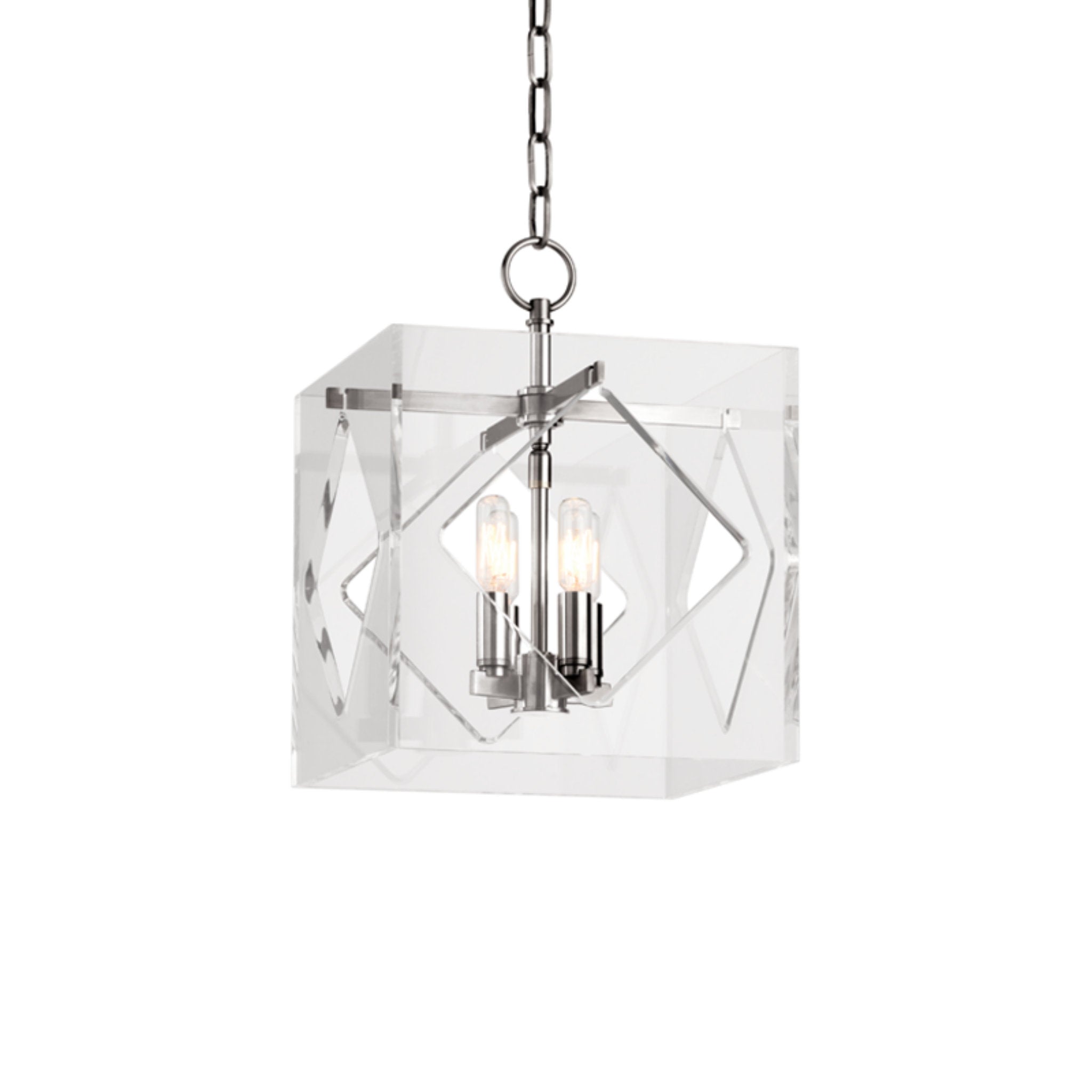 Travis 4-Light Lantern in Polished Nickel 12L x 12W x 16H