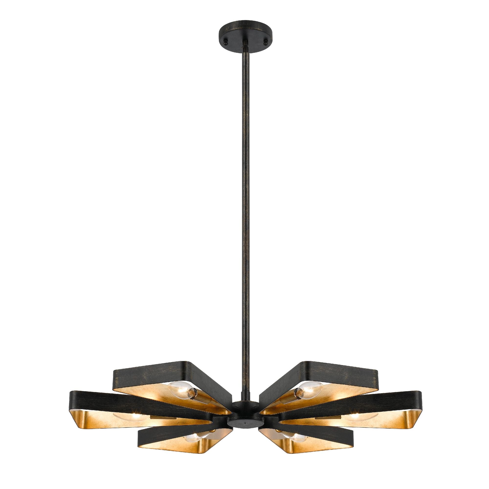 Luna 6 Light English Bronze + Antique Gold Chandelier 27"W x 2.5"H x 27"D