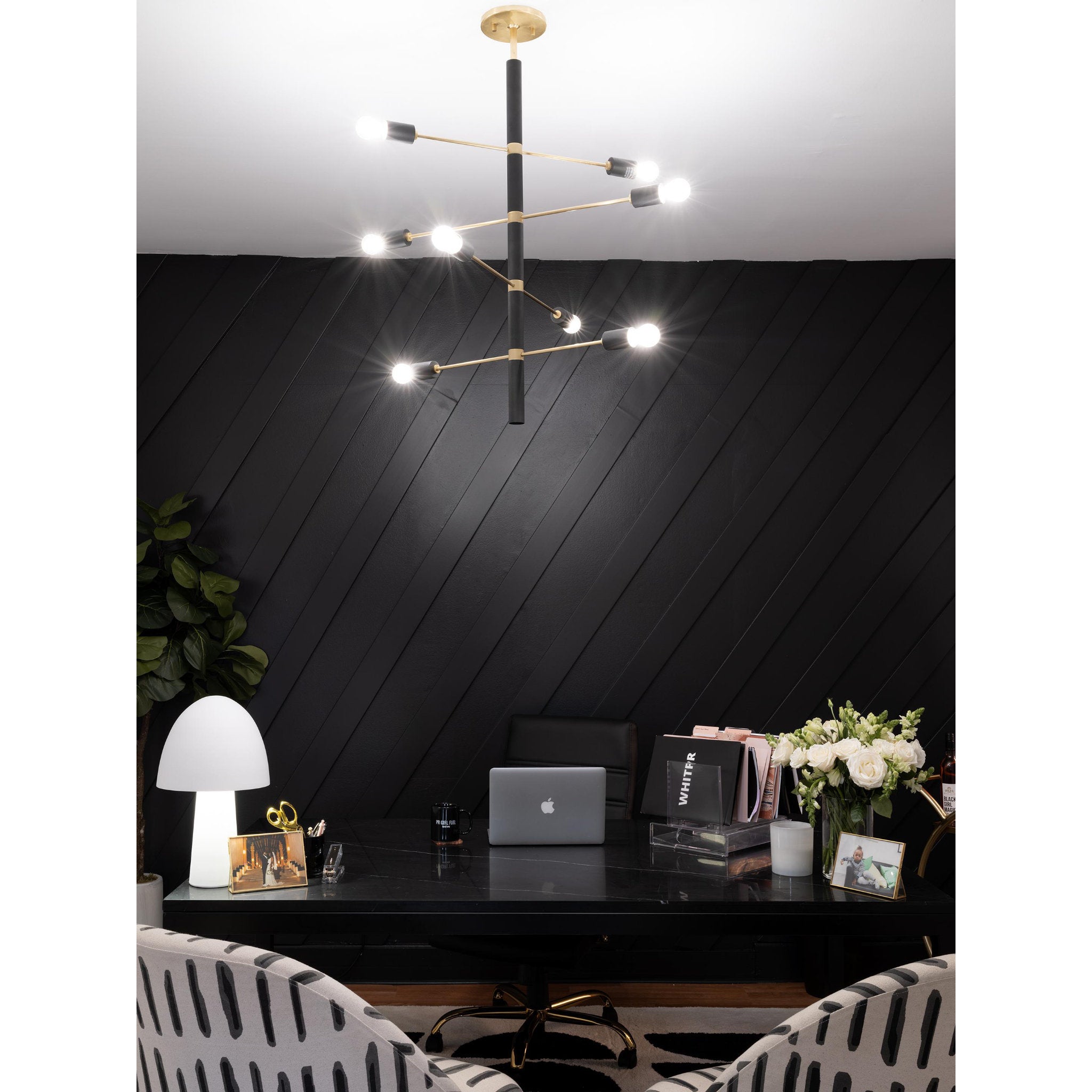 Astrid 8-Light Chandelier in Aged Brass/Black 28L x 28W x 32.25H