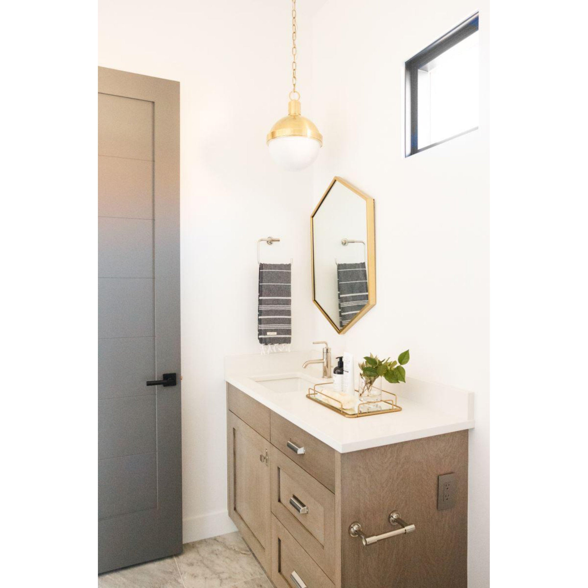 Lambert 1-Light Pendant in Aged Brass 12.5L x 12.5W x 16H